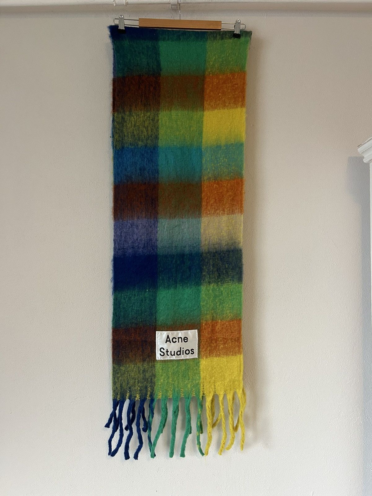 Acne Studios Acne Studios Multicolor Check Mohair-Blend Scarf Size ONE SIZE - 1 Thumbnail