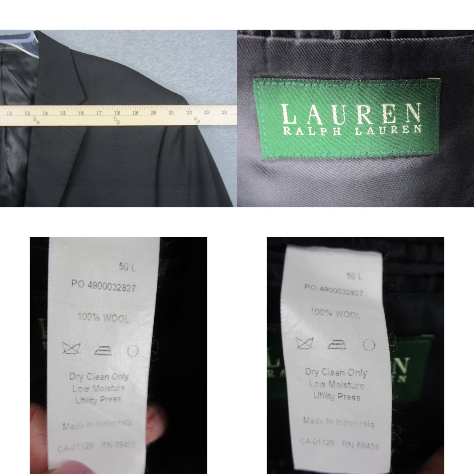 Ralph Lauren LAUREN RALPH LAUREN Blazer Jacket 50L Black Wool Sport Size 52R - 8 Thumbnail