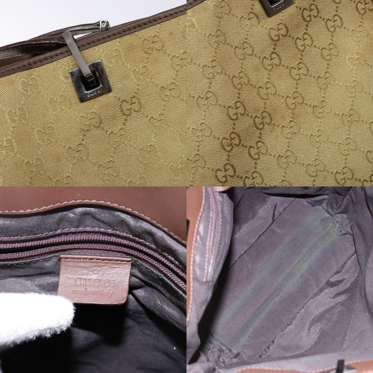 Gucci GUCCI GG Canvas Tote Bag Beige Brown Silver Size ONE SIZE - 11 Thumbnail