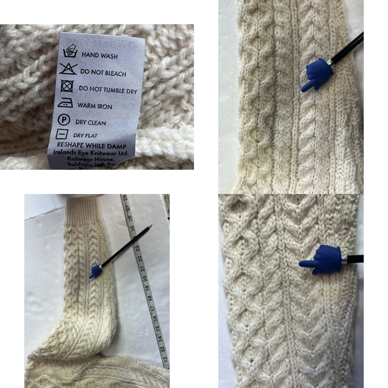 Vintage VINTAGE Ireland's Eye Ivory Cable Knit Fisherman Wool Sweater Women M Crew Neck Pullover See all pics See all Pics Sleeves Stains Mens? Wait. Size M / US 6-8 / IT 42-44 - 8 Thumbnail