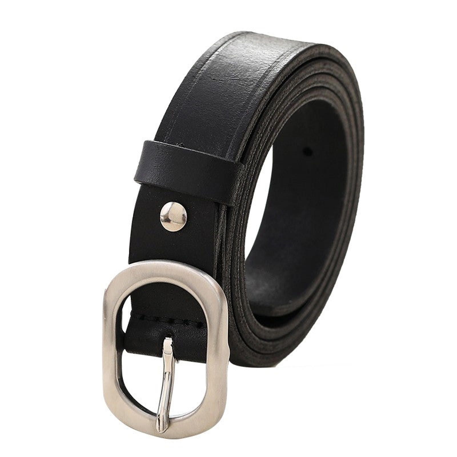 Leather × Vintage Leather Belt – Black, Minimal Metal Buckle Size ONE SIZE - 5 Thumbnail