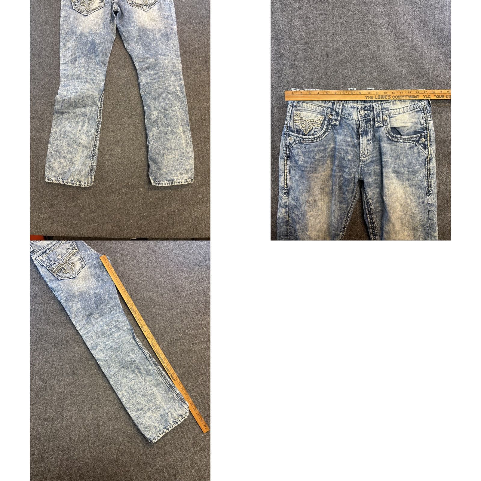 Vintage Rock Revival Jeans Men’s 36 Slim Bootcut Acid Wash Blue Cowboy 31in Inseam Mens Size US 36 / EU 52 - 9 Thumbnail