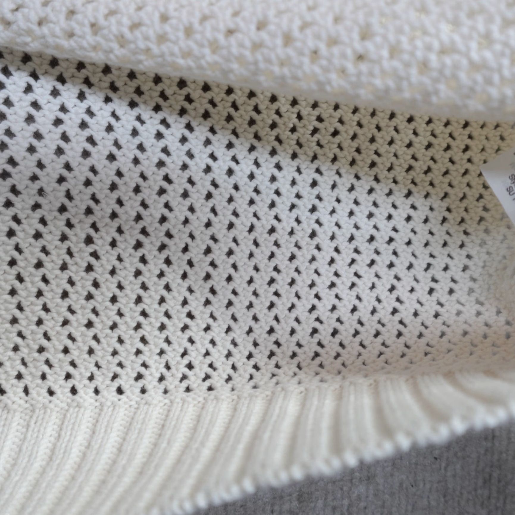 J.Crew J.CREW Sweater Womens Small White Open-Knit Crew Neck 3/4 Sleeve Cotton Pullover 100% Knit Ivory A7981 Size S / US 4 / IT 40 - 4 Thumbnail