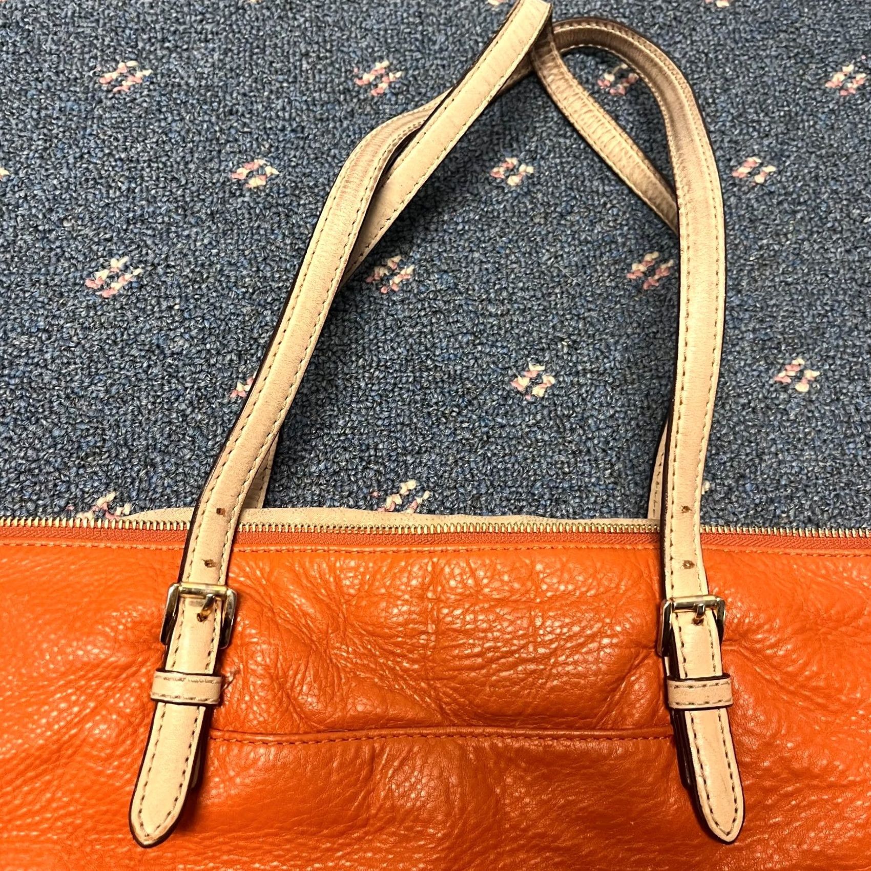 Michael Kors Michael Kors Jet Set Leather Tote Medium Orange Travel Bag Zipper Closure Tote Womens Size ONE SIZE - 5 Thumbnail