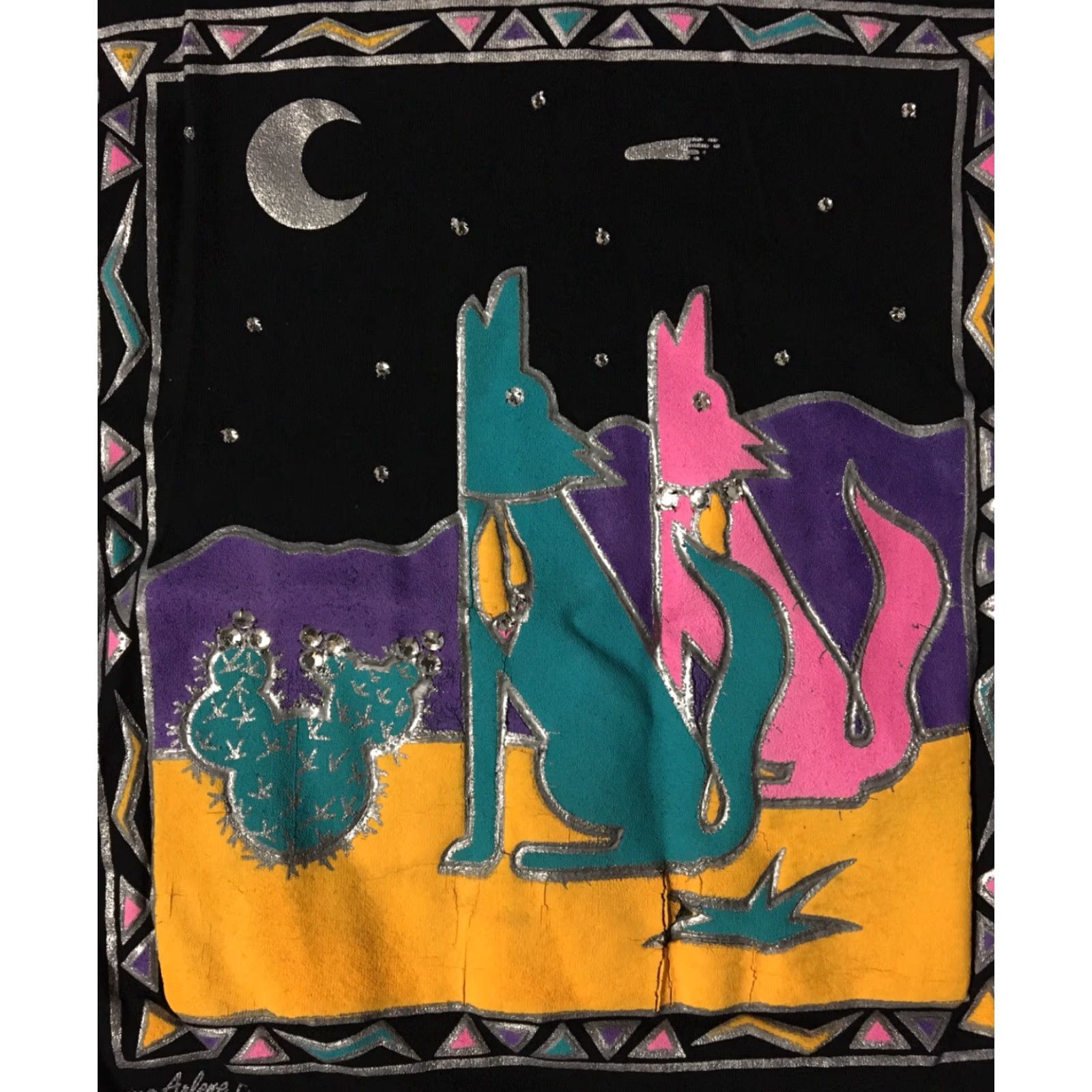 Vintage VINTAGE Coyote Western Shirt L Black Short Sleeve USA Desert Art Vaporwave 80s 90s Mens T-Shirt Size US L / EU 52-54 / 3 - 2 Thumbnail