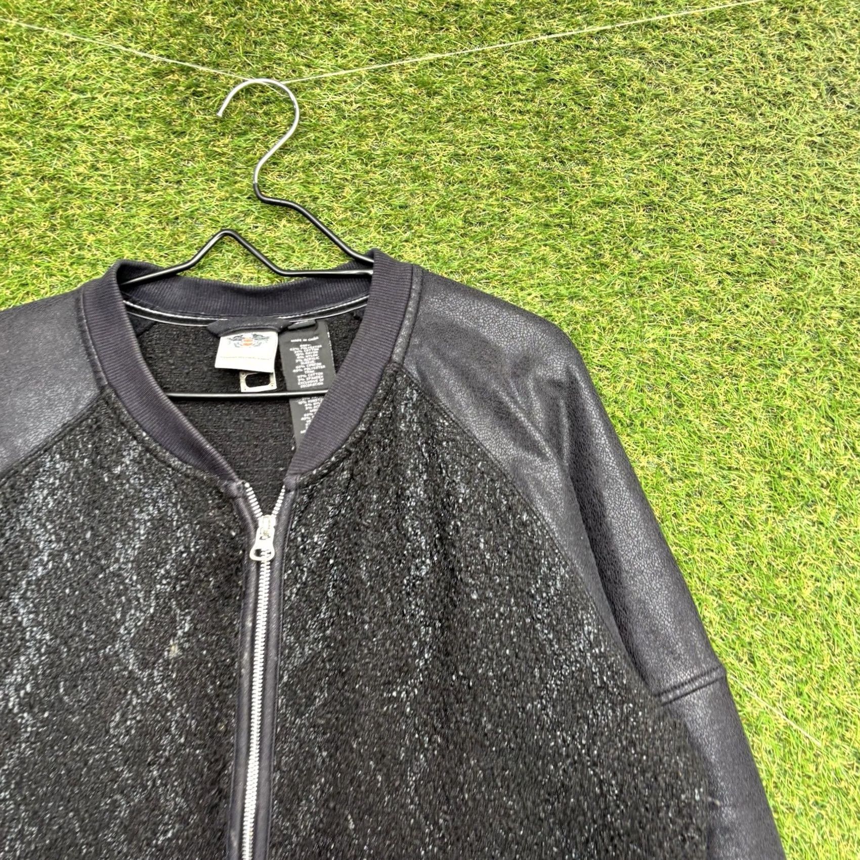 Harley Davidson Harley-Davidson Jacket Womens 2XL Black Bomber Zip Full Zip Pockets Solid Leather Faux Reptile Metallic Style Size XXL / US 16-18 / IT 52-54 - 2 Thumbnail