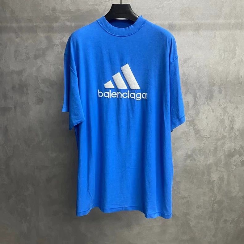 Balenciaga Balenciaga Balenciaga Adidas Blue Logo Short Sleeve Shirt- Size US M / EU 48-50 / 2 - 1 Thumbnail