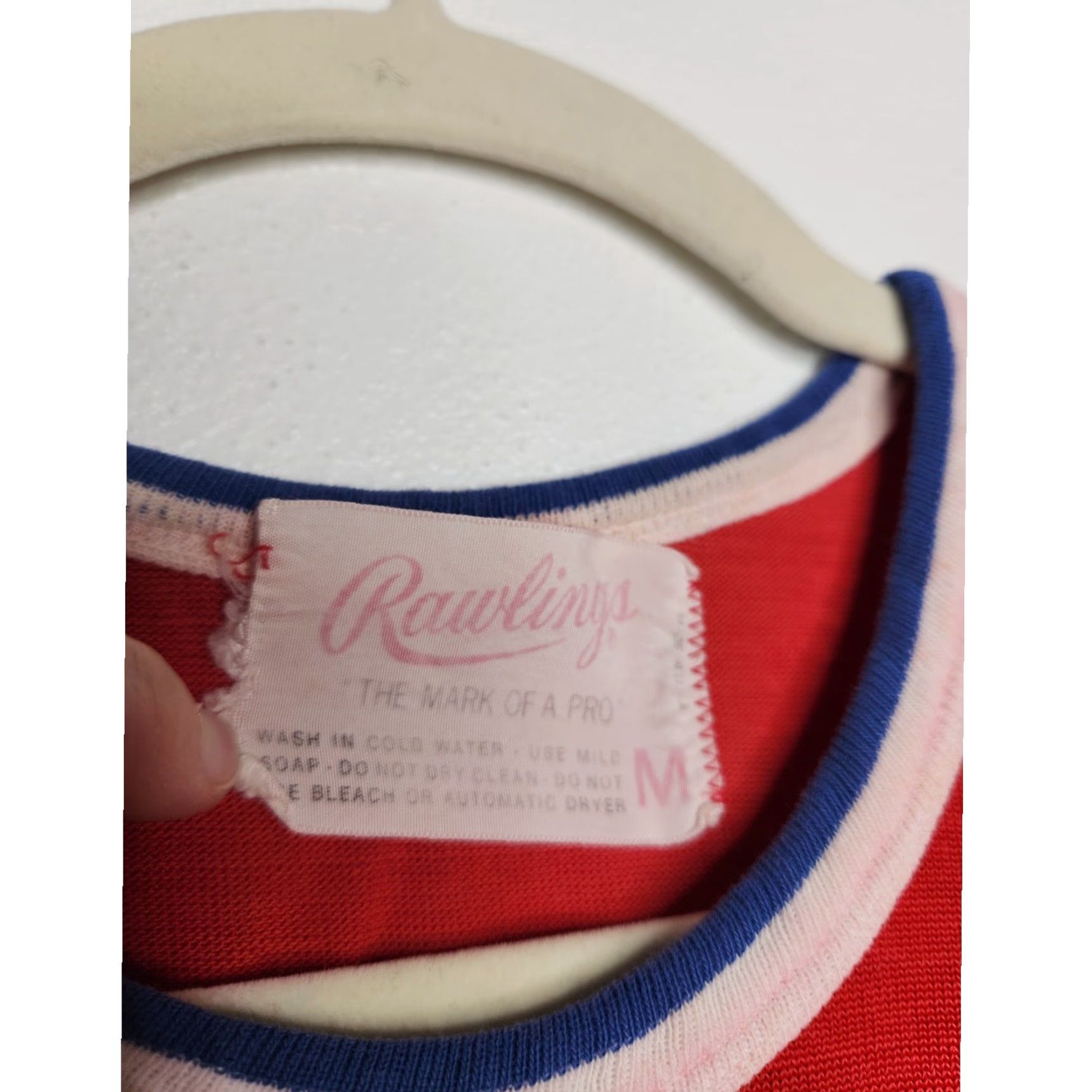Vintage VINTAGE Rawlings Red Shirt Top Shirt Unisex Adults S Red 50s 60s Rare Numbers Stripe Sports Size US S / EU 44-46 / 1 - 5 Thumbnail