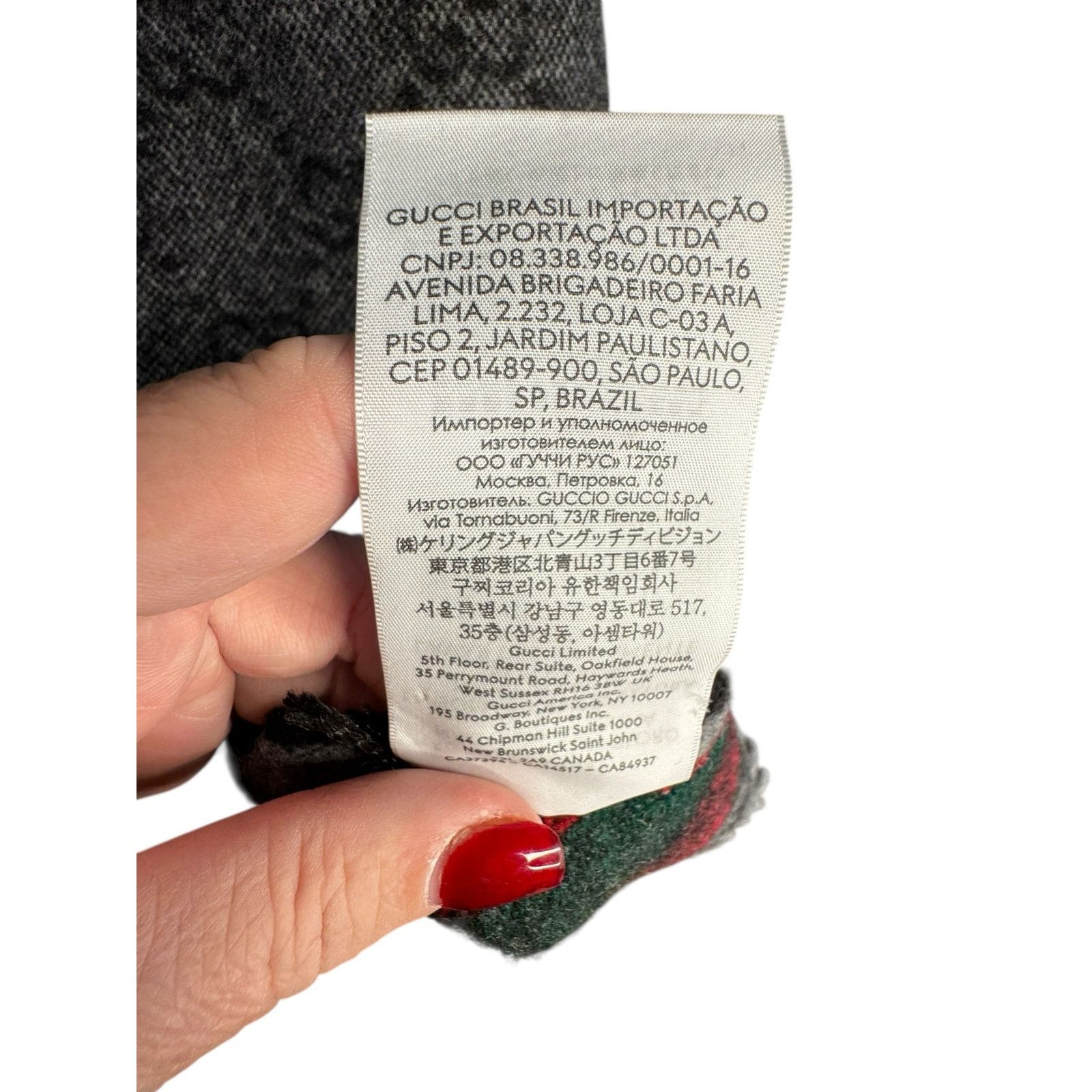 Gucci Gucci Nikky Wool GG Monogram Web Stripe Scarf in Grey Size ONE SIZE - 10 Thumbnail