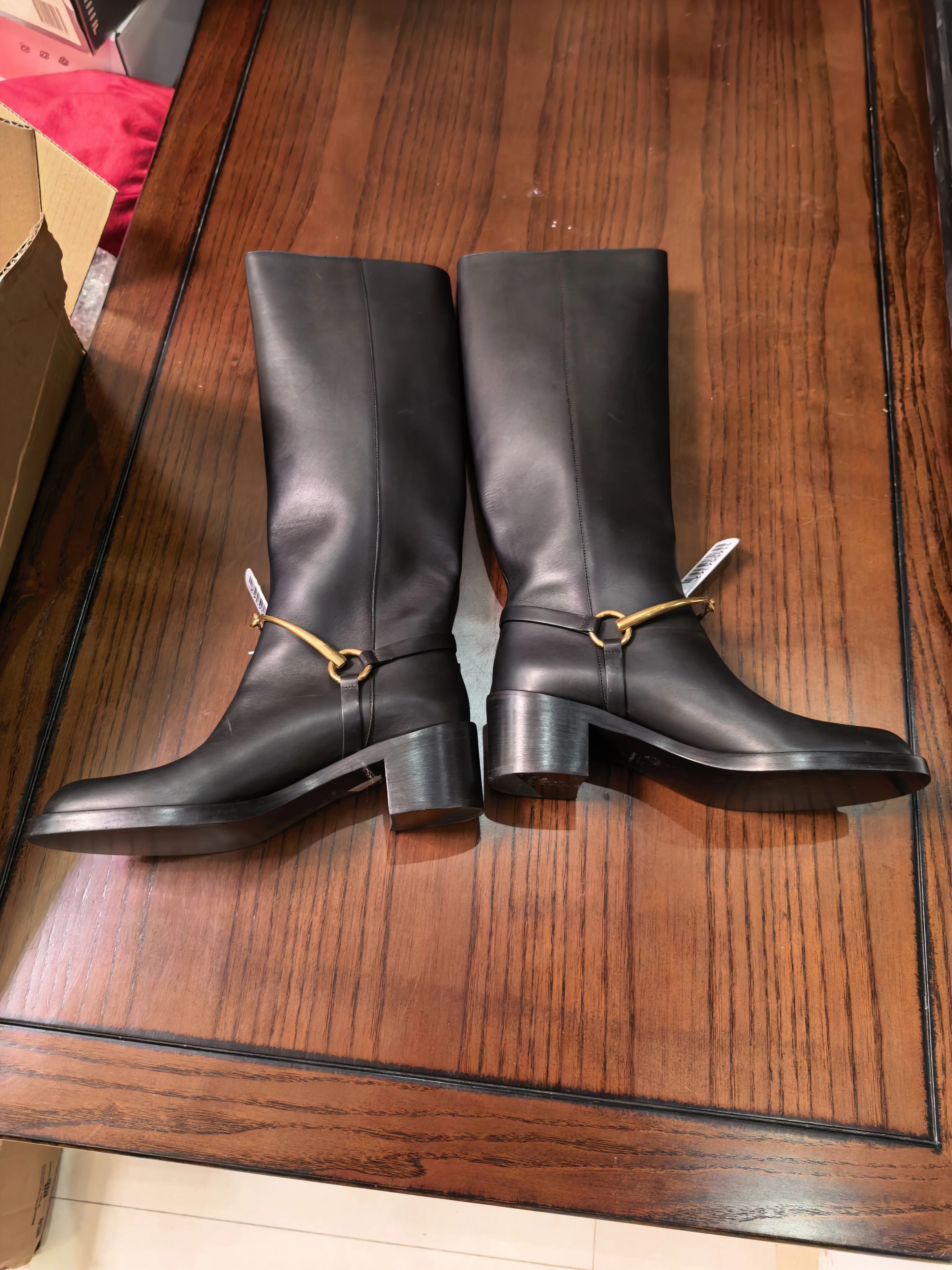 Gucci Gucci Black Knee-High Boots Gold Horsebit 37.5 Size US 7 / IT 37 - 2 Thumbnail
