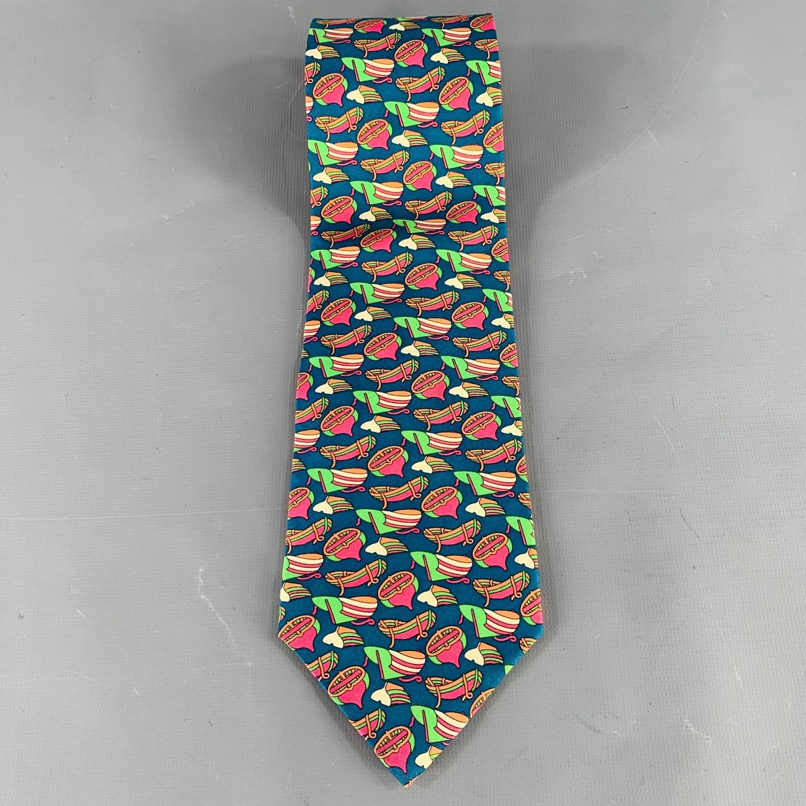 Dior CHRISTIAN DIOR Blue Multi Color Abstract Silk Tie Size ONE SIZE - 3 Thumbnail