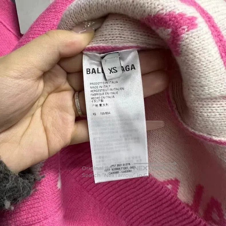 Balenciaga Balenciaga Pink Letter Print Wool Sweater. Size US XS / EU 42 / 0 - 3 Thumbnail