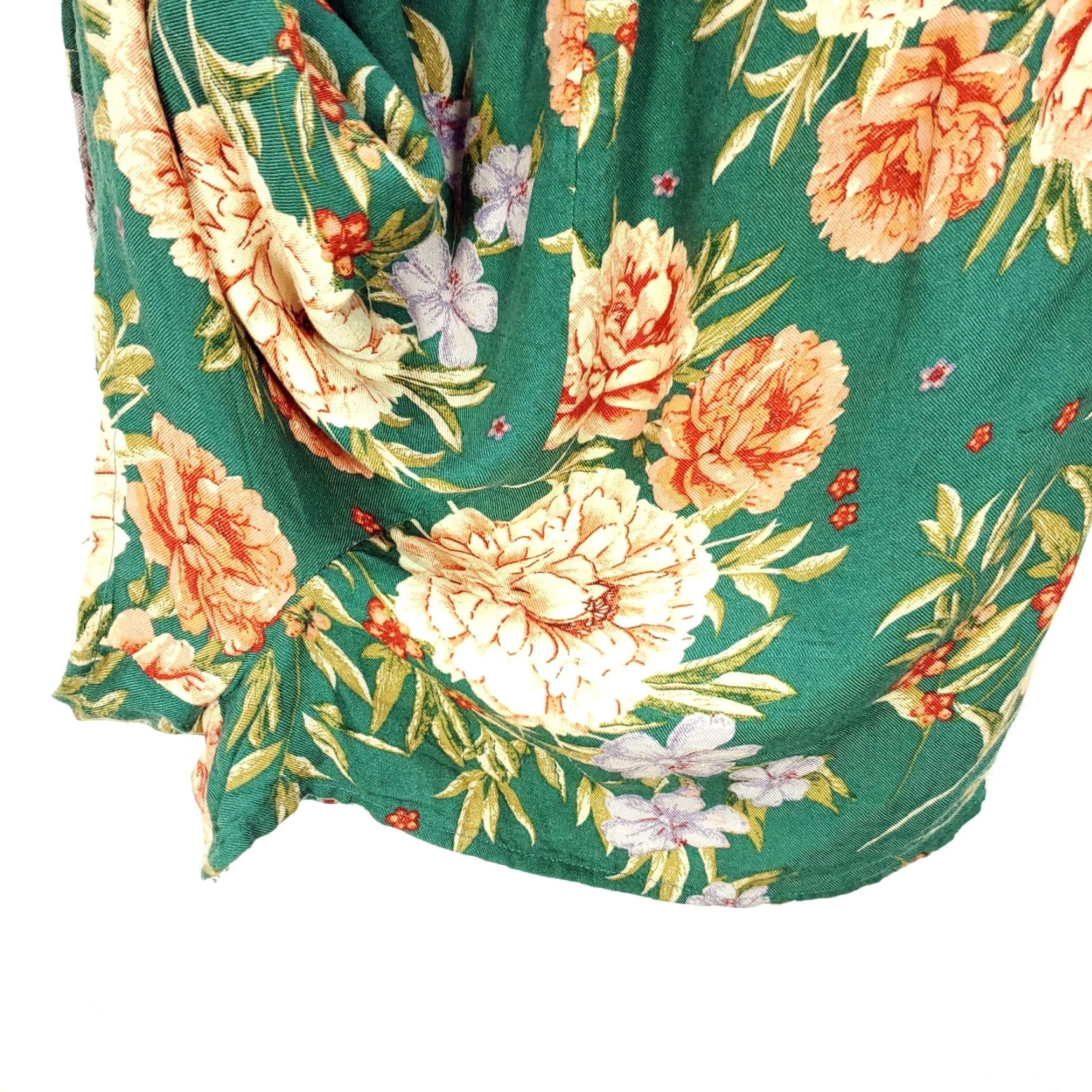 American Eagle Outfitters Women's American Eagle Romper Green Puff Sleeve Floral Sz S - Green Yellow One-Piece Casual Party/Cocktail Bohemian Floral Sleeve Puff Womens Size S Size 28" / US 6 / IT 42 - 5 Thumbnail