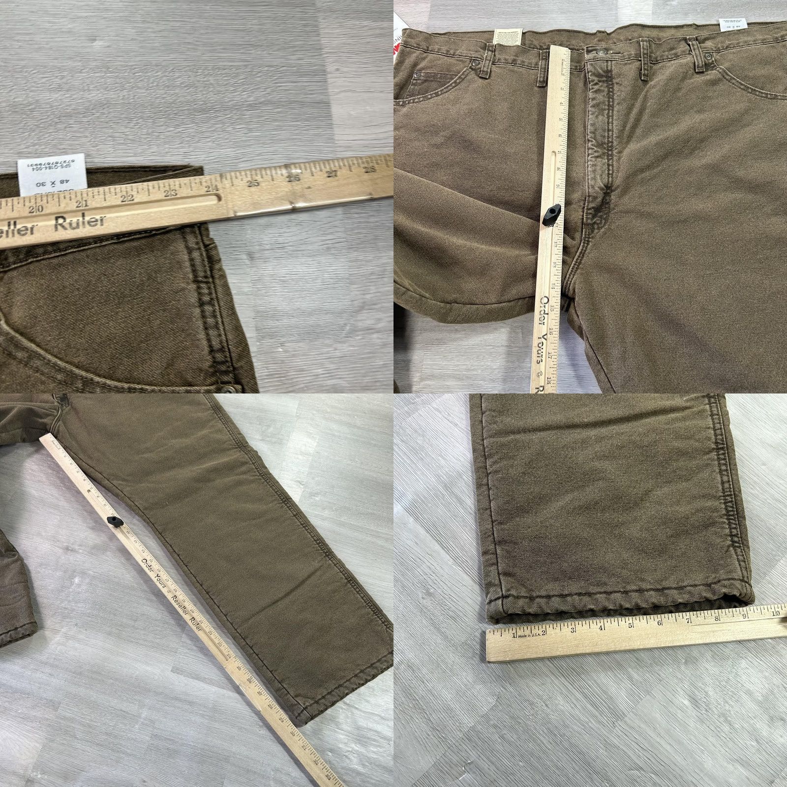 Wrangler WRANGLER Rugged Wear Thermal Lined Relaxed Jeans Mens 48x30 Brown Denim Big & Tall Straight Winter Size US 32 / EU 48 - 8 Thumbnail