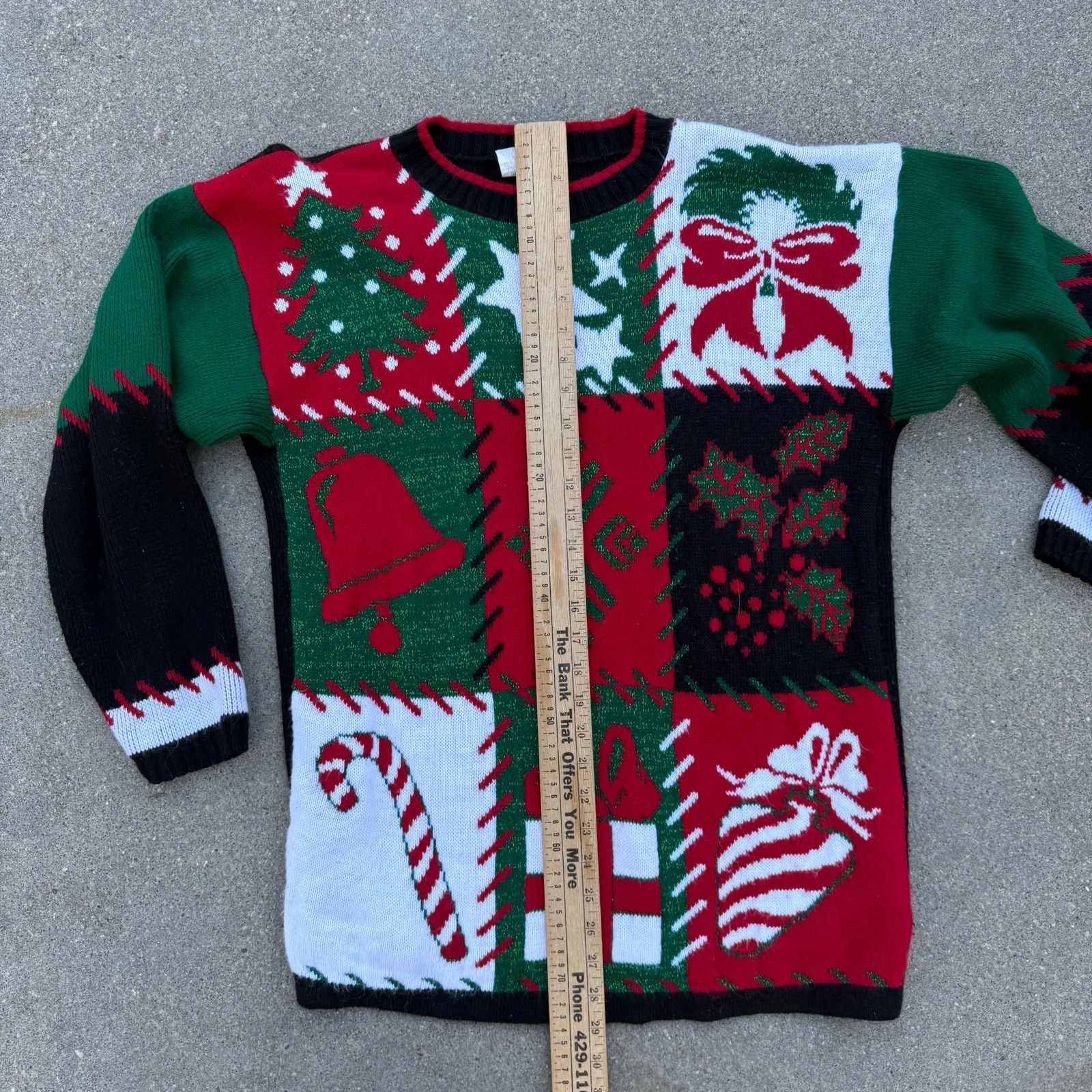 Vintage 90s Christmas Knit Sampler Sweater Tree Candy Cane SMALL Size S / US 4 / IT 40 - 7 Thumbnail