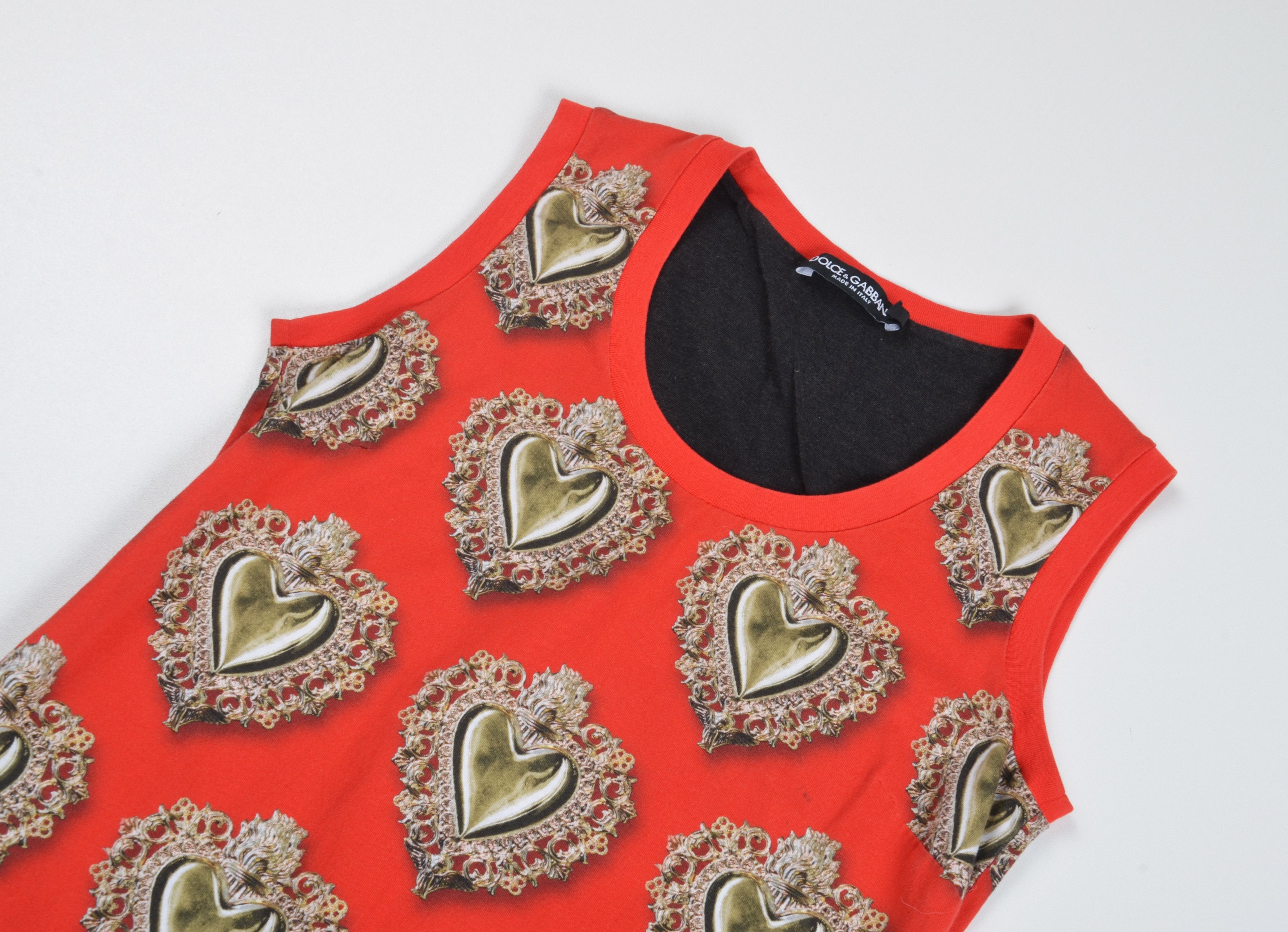Dolce & Gabbana Vintage Dolce & Gabbana Y2K Heart Print Red Tank Top Size M / US 6-8 / IT 42-44 - 5 Thumbnail