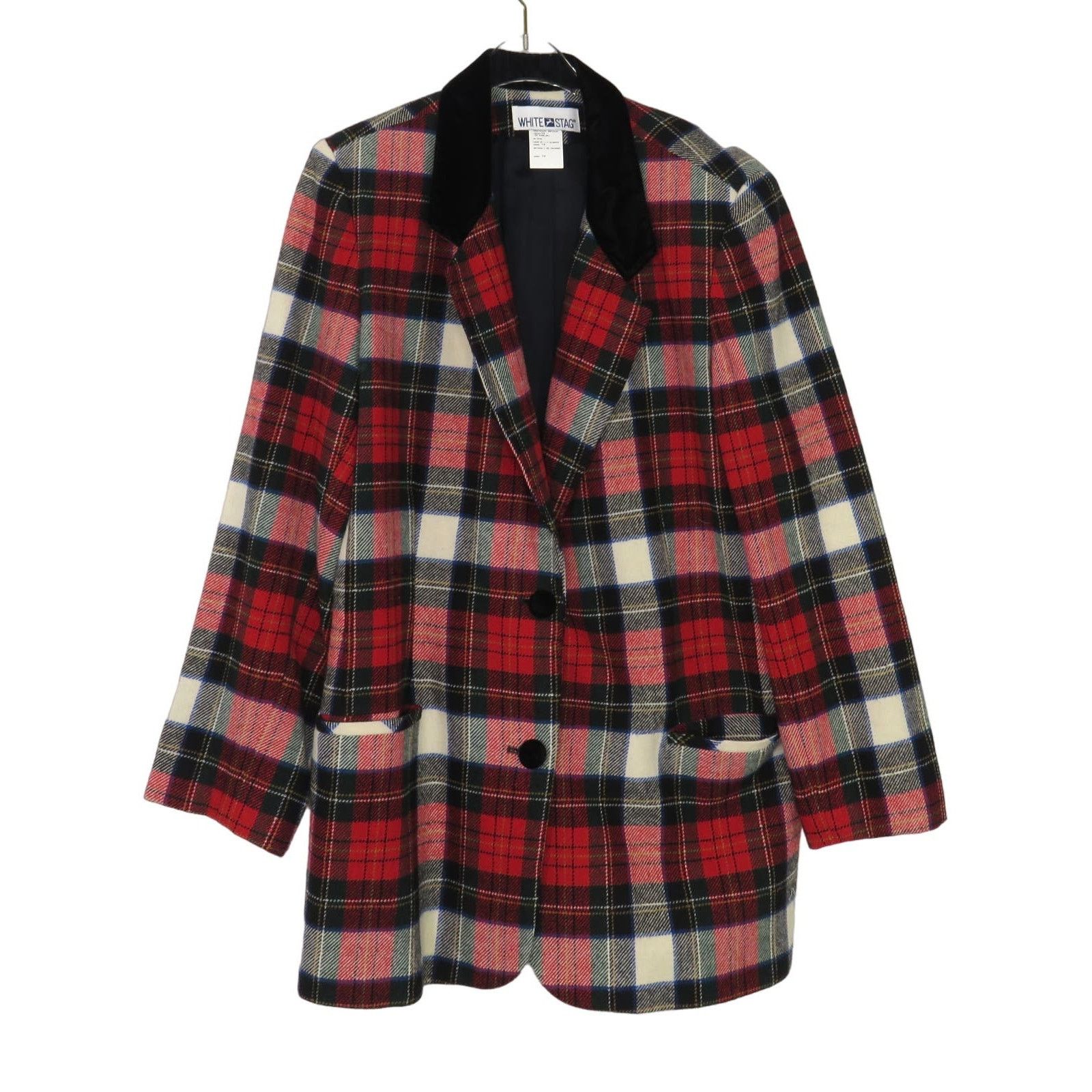 Vintage 90s White Stag Vintage Black & Red Plaid Wool Blazer XL Size XL / US 12-14 / IT 48-50 - 1 Thumbnail