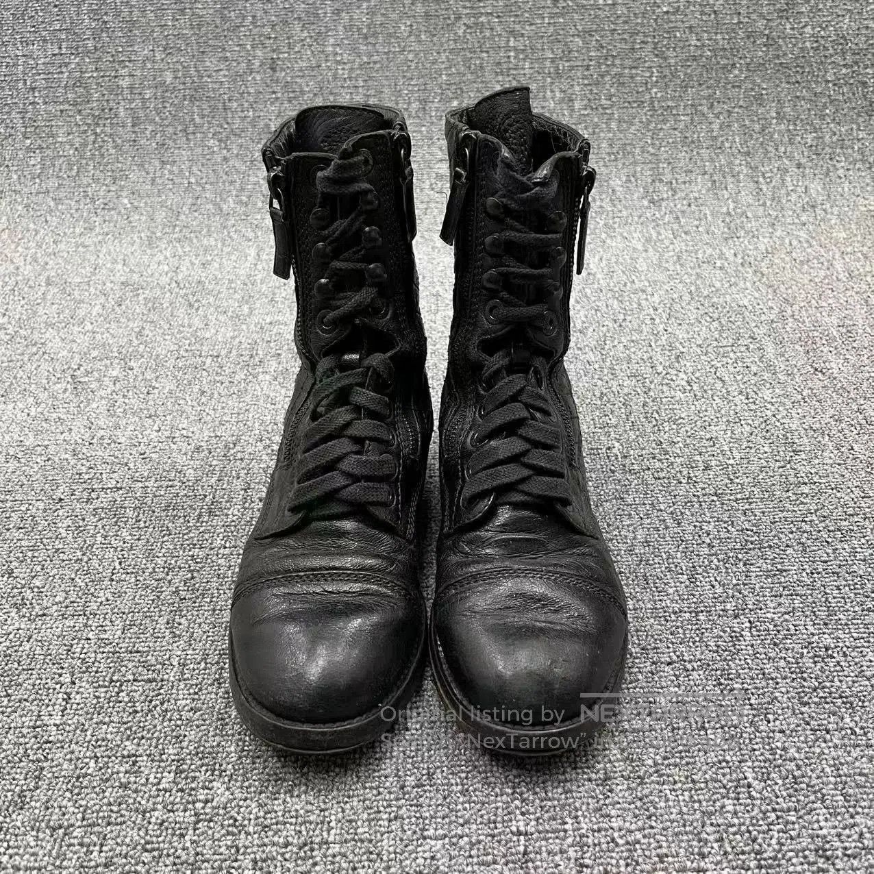 Chanel Chanel Black Waxy Leather Mid-Calf Combat Boots. Size US 6.5 / IT 36.5 - 2 Thumbnail