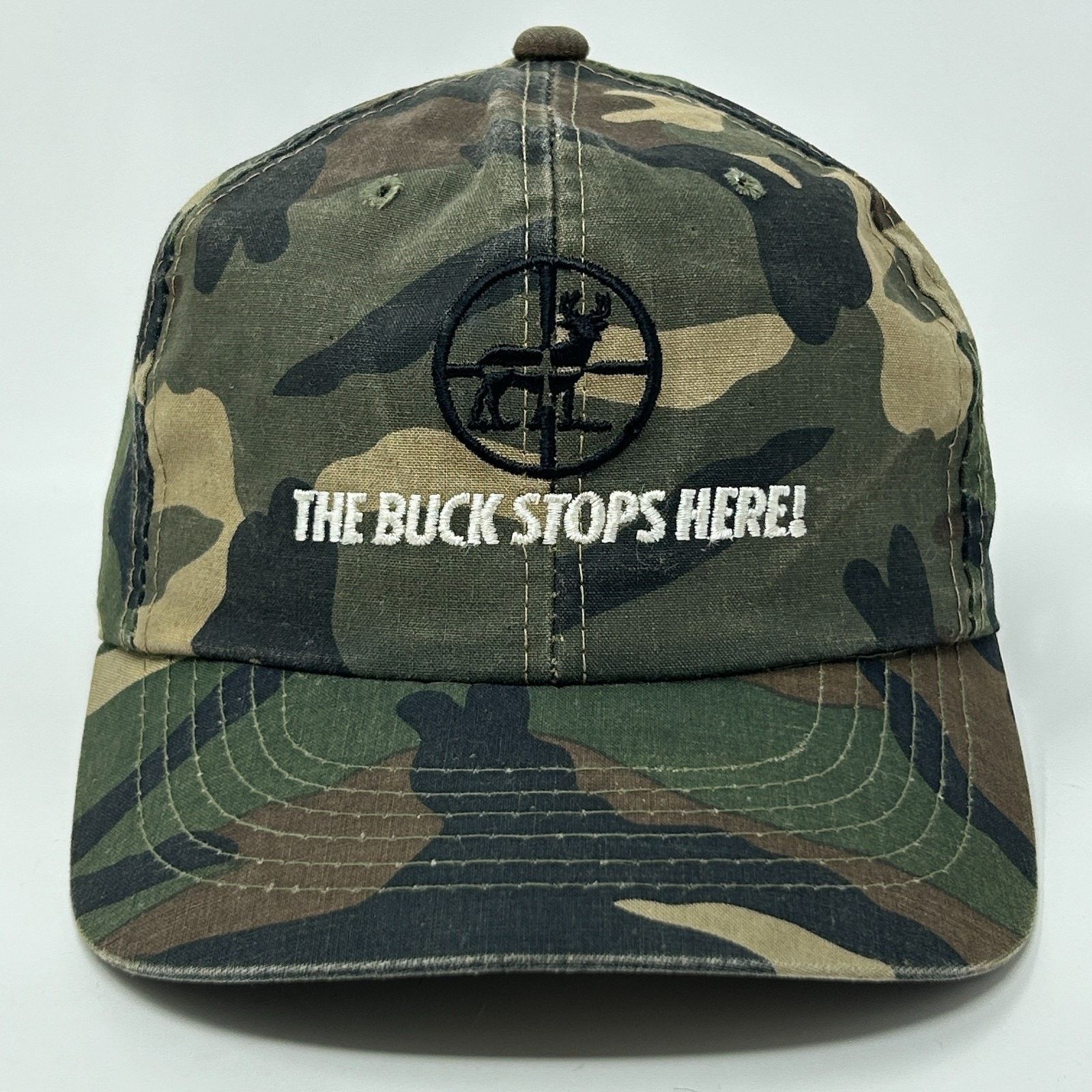 Vintage Vintage 90s Buck Stops Here Hat Baseball Cap Hunting Camo Size ONE SIZE - 1 Thumbnail