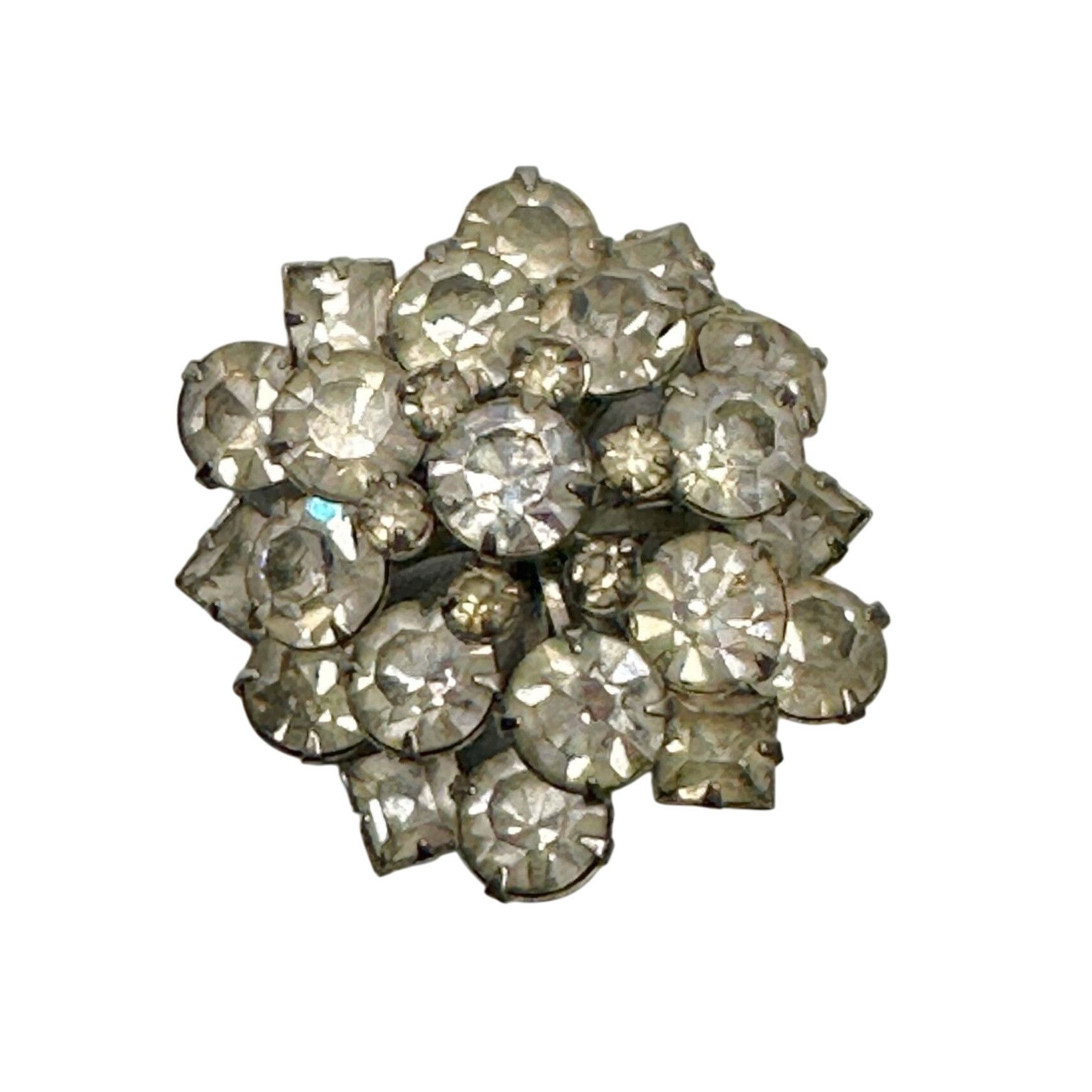 Other Vintage Rhinestone Cluster Dome Silver Tone Brooch Pin Size ONE SIZE - 2 Thumbnail