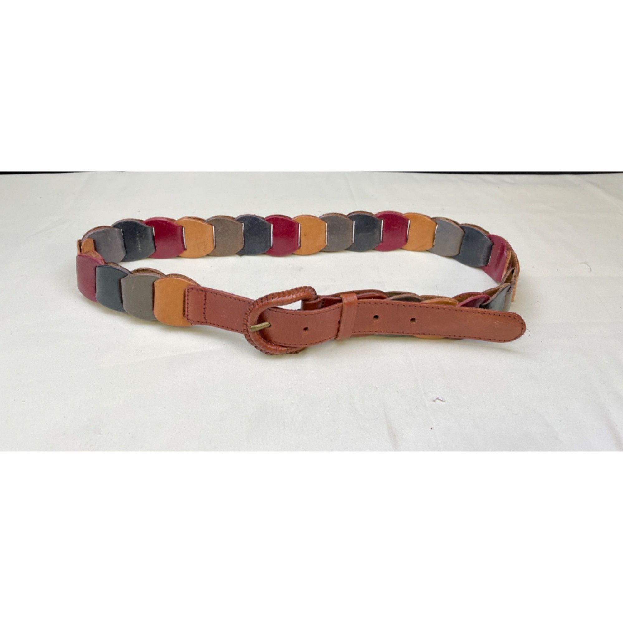 Other Women's Genuine Linked Leather Multicolor Belt Size Small SK Size ONE SIZE - 1 Thumbnail