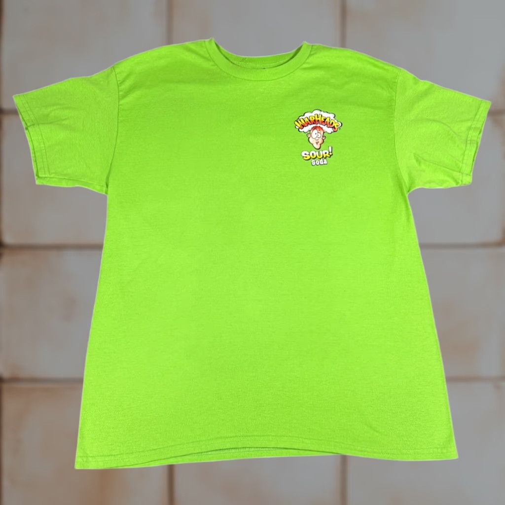 Gildan VINTAGE Warheads Shirt Green 90s Promo Adult LARGE Gildan T-Shirt Short Sleeve Crew Neck Cotton Blend Mens Size US L / EU 52-54 / 3 - 1 Thumbnail