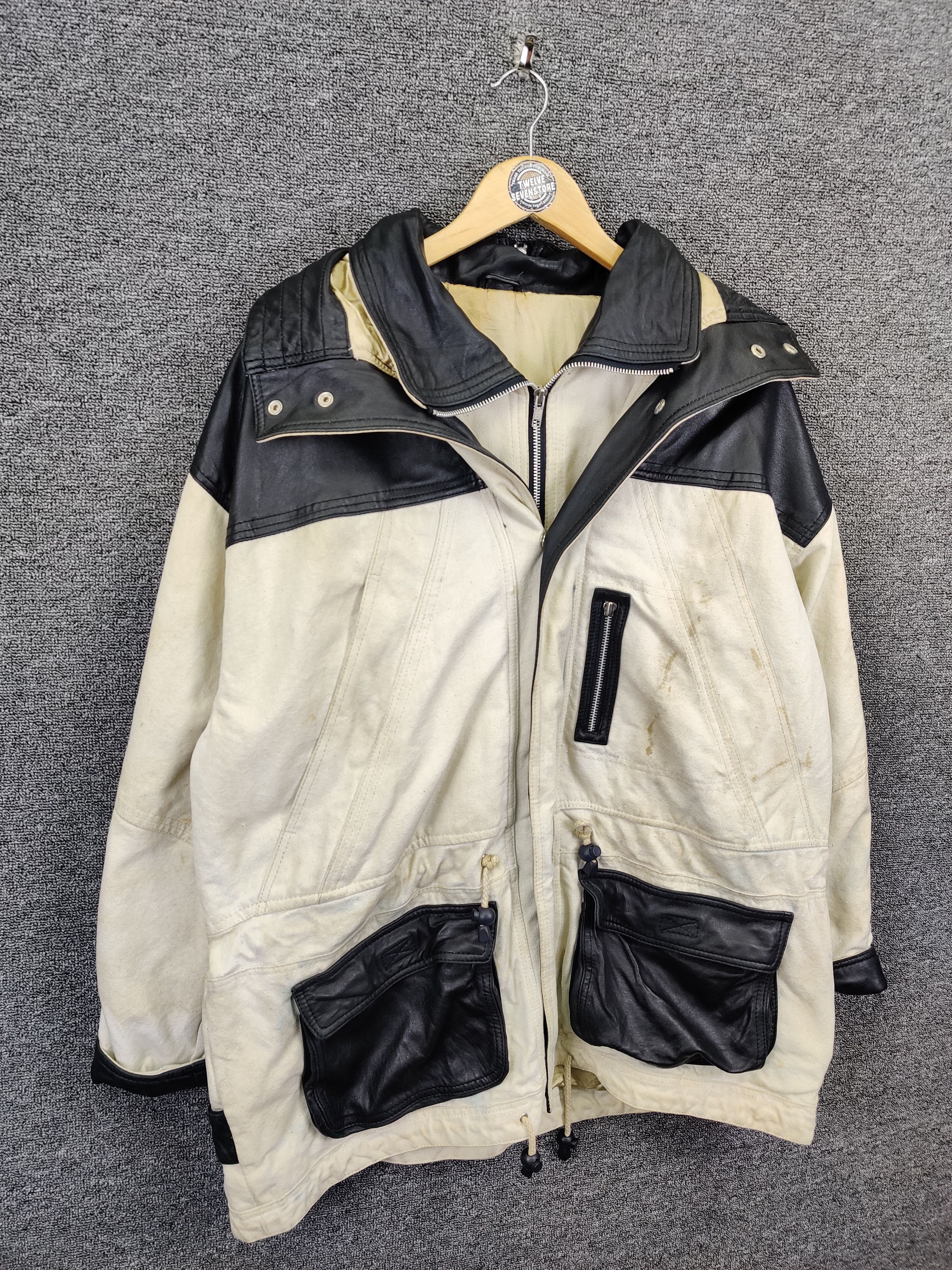 Designer Vintage Via Nuova Pelle Tactical Leather Jacket Size US XL / EU 56 / 4 - 7 Thumbnail