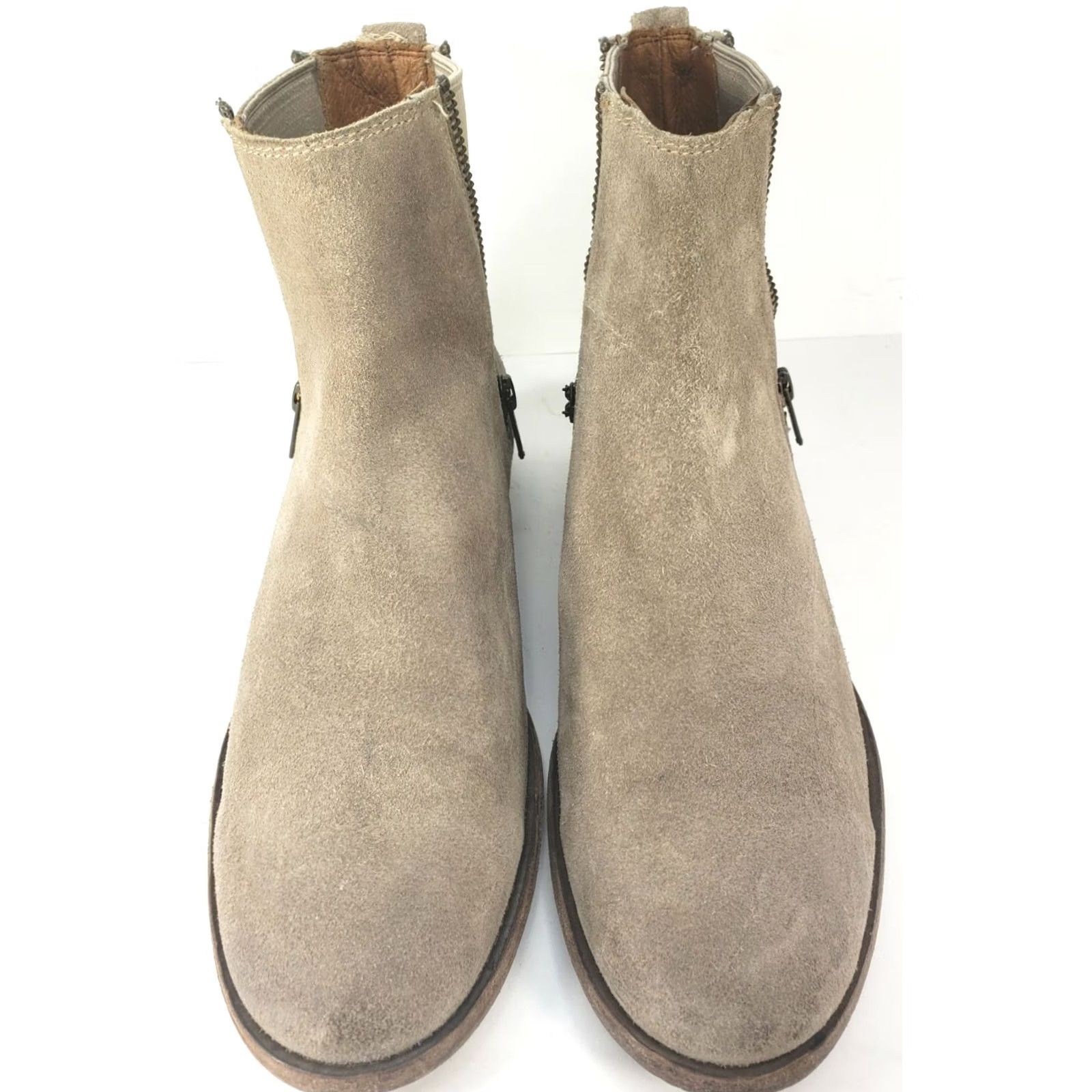 Frye Frye Carly Ankle Boots TAUPE GREY BEIGE Beige Leather 9.5M Zip Boots Womens Car Theme Low Heel/Booties Size US 10 / IT 40 - 3 Thumbnail