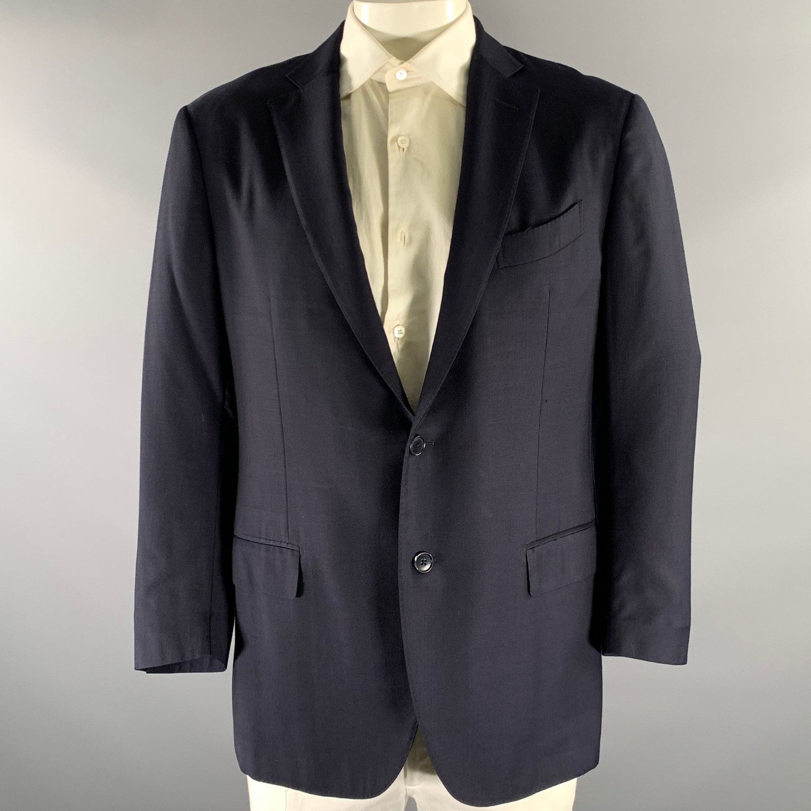 Ermenegildo Zegna ERMENEGILDO ZEGNA Size 44 Navy Wool Notch Lapel Sport Coat Size 44R - 1 Thumbnail