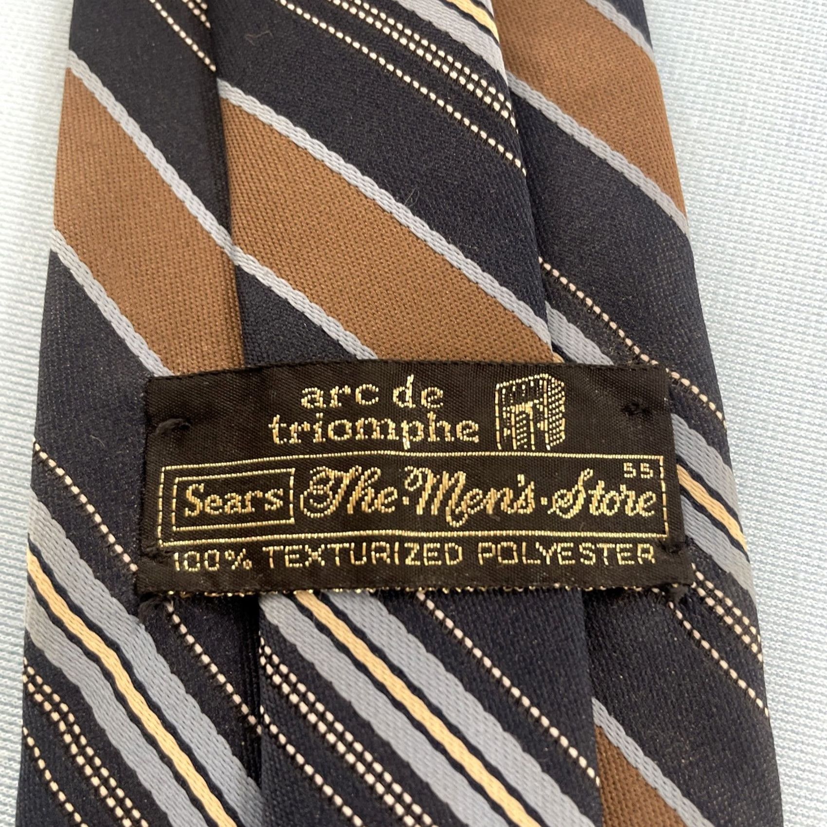 Sears Sears Repp Tie vtg 60s Men's Store Texturize Poly Necktie Stripe Brown Blue 3x55 Capsule Necktie Size ONE SIZE - 2 Thumbnail