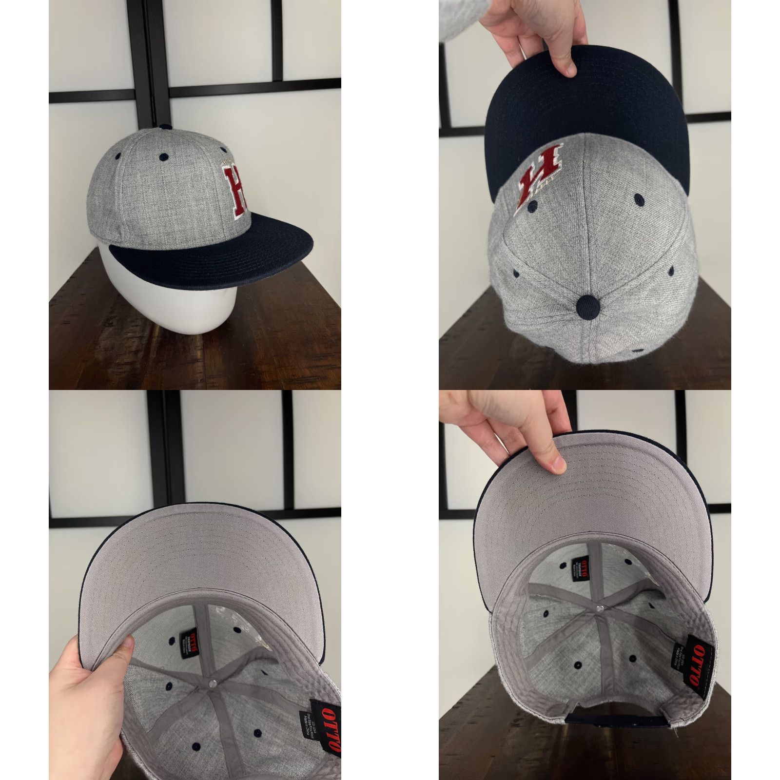Vintage Otto Football Hat Cap - Baseball Cap - Gray Wool/Acrylic Blend - One Size - Unisex Adults - Adjustable - Sports Logo - 90s Theme? Size ONE SIZE - 8 Thumbnail