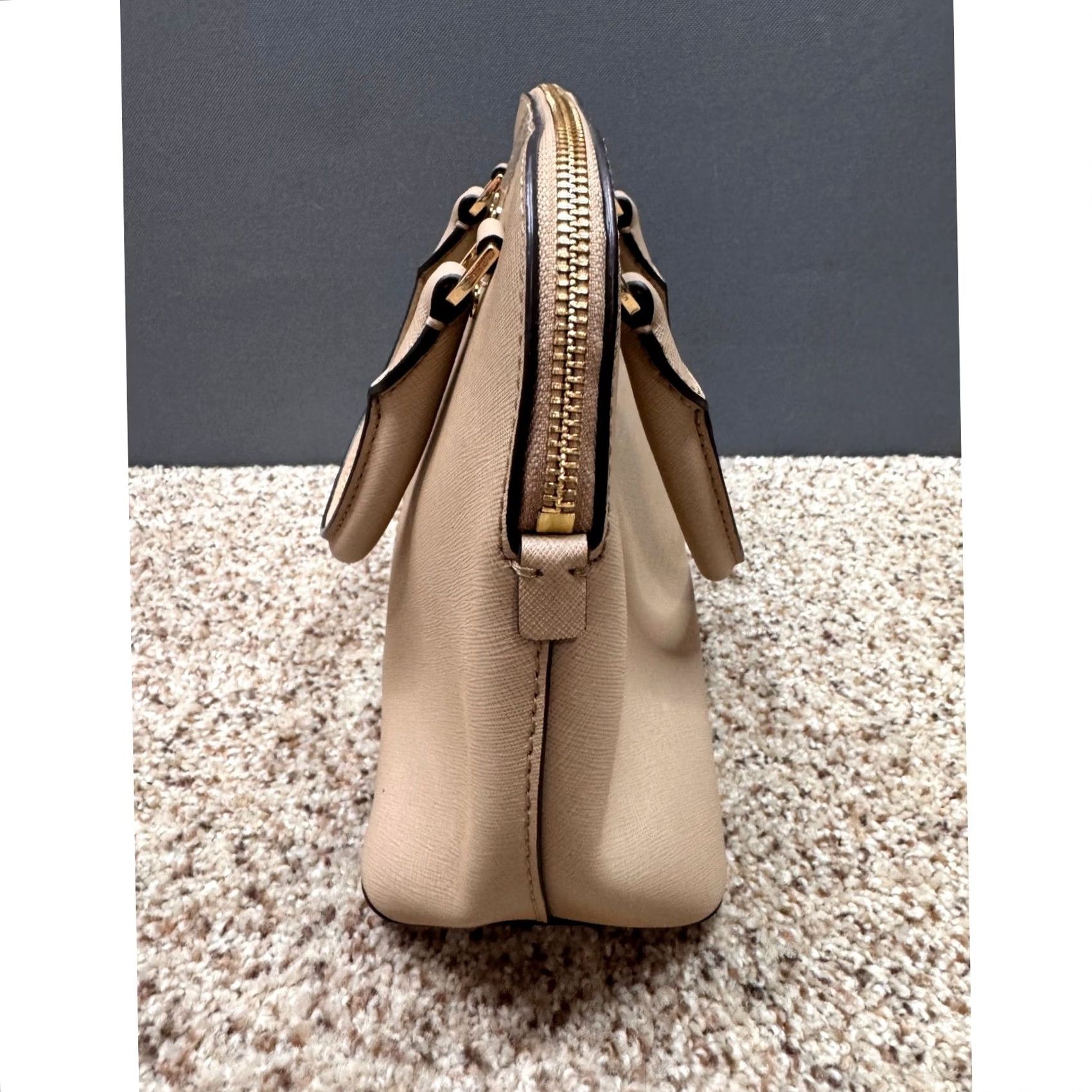 Michael Kors Michael Kors Satchel Womens Beige Gold Saffiano Leather Dome Bag Small Size ONE SIZE - 6 Thumbnail