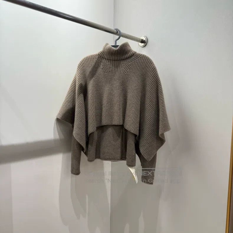 Hermes Hermes Caramel brown high-neck poncho faux two-piece sweat Size XXS / US 00 / IT 34 - 2 Thumbnail