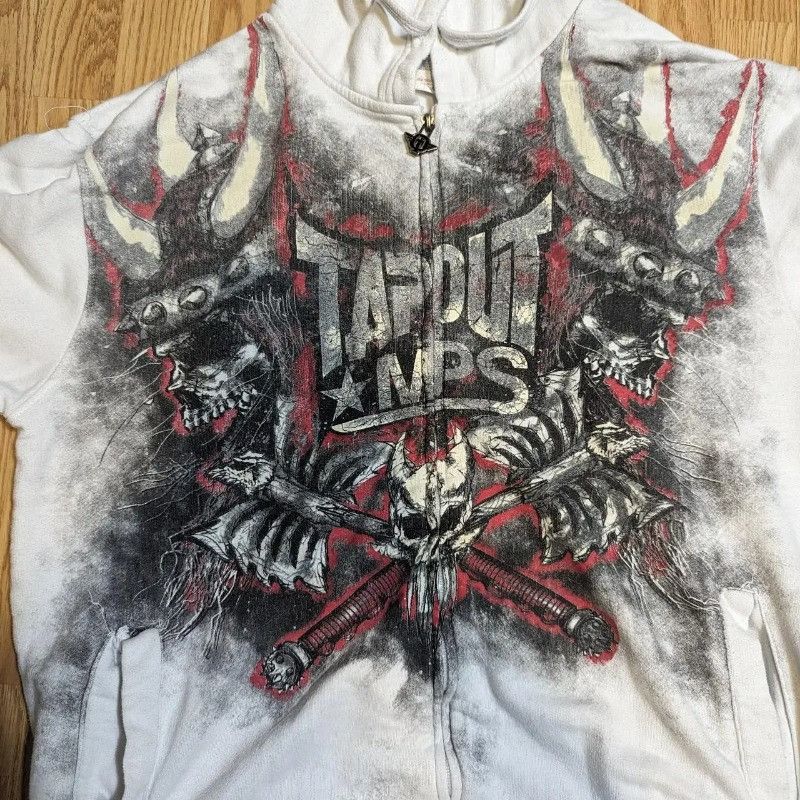 image of Skulls Hip Hop White Tapour Zipper Sweater, Men's (Size Large)