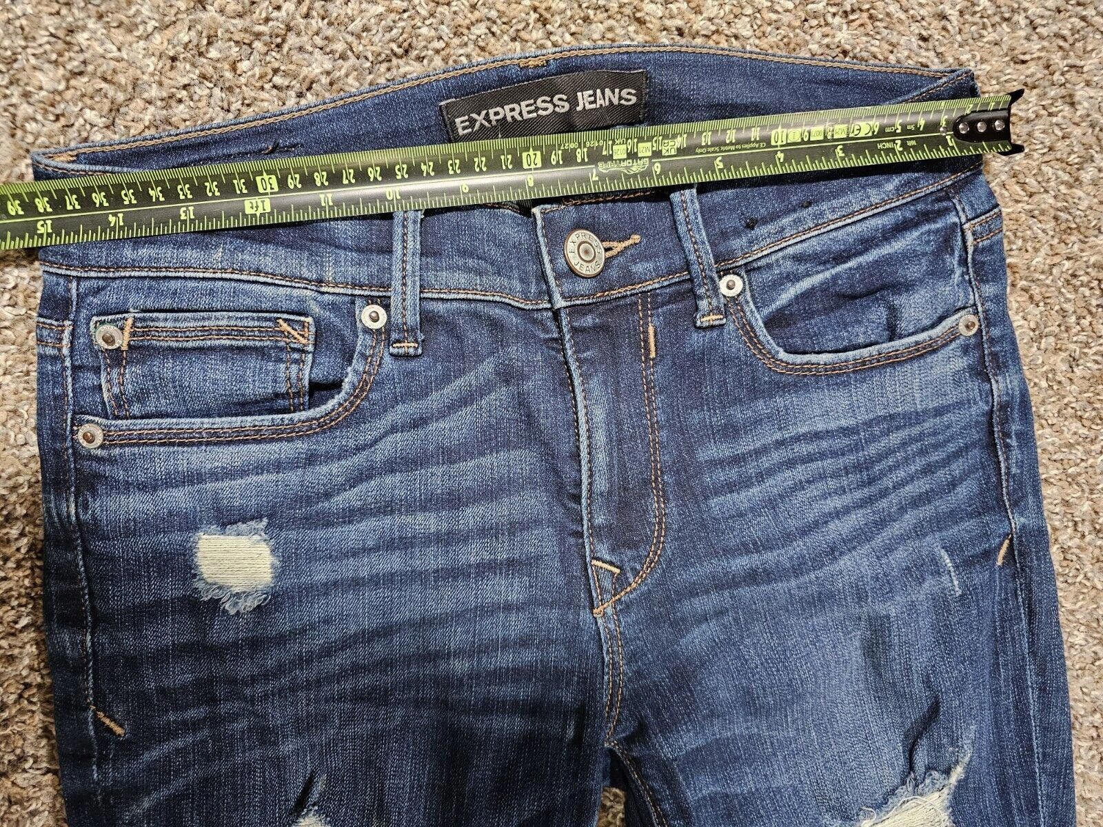 Express Express jeans legging midrise 4R Distressed destroyed Size 27" / US 4 / IT 40 - 5 Thumbnail