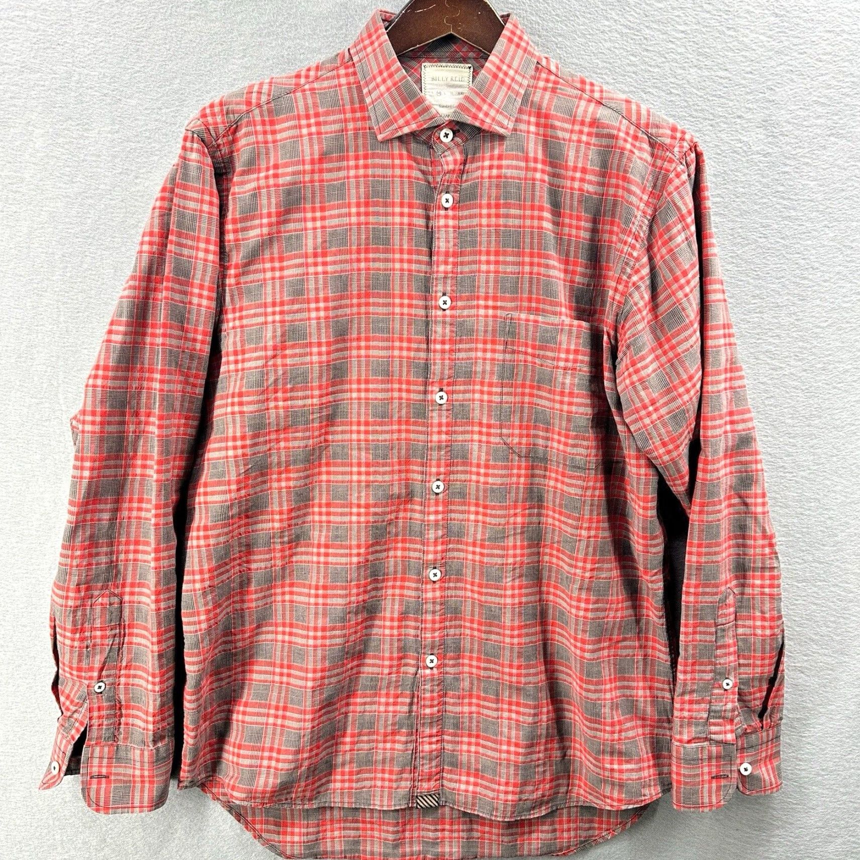 Billy Reid Billy Reid Plaid Button-Up Shirt Mens Medium Red Gray Long Sleeve Cotton Classic Size US M / EU 48-50 / 2 - 2 Thumbnail