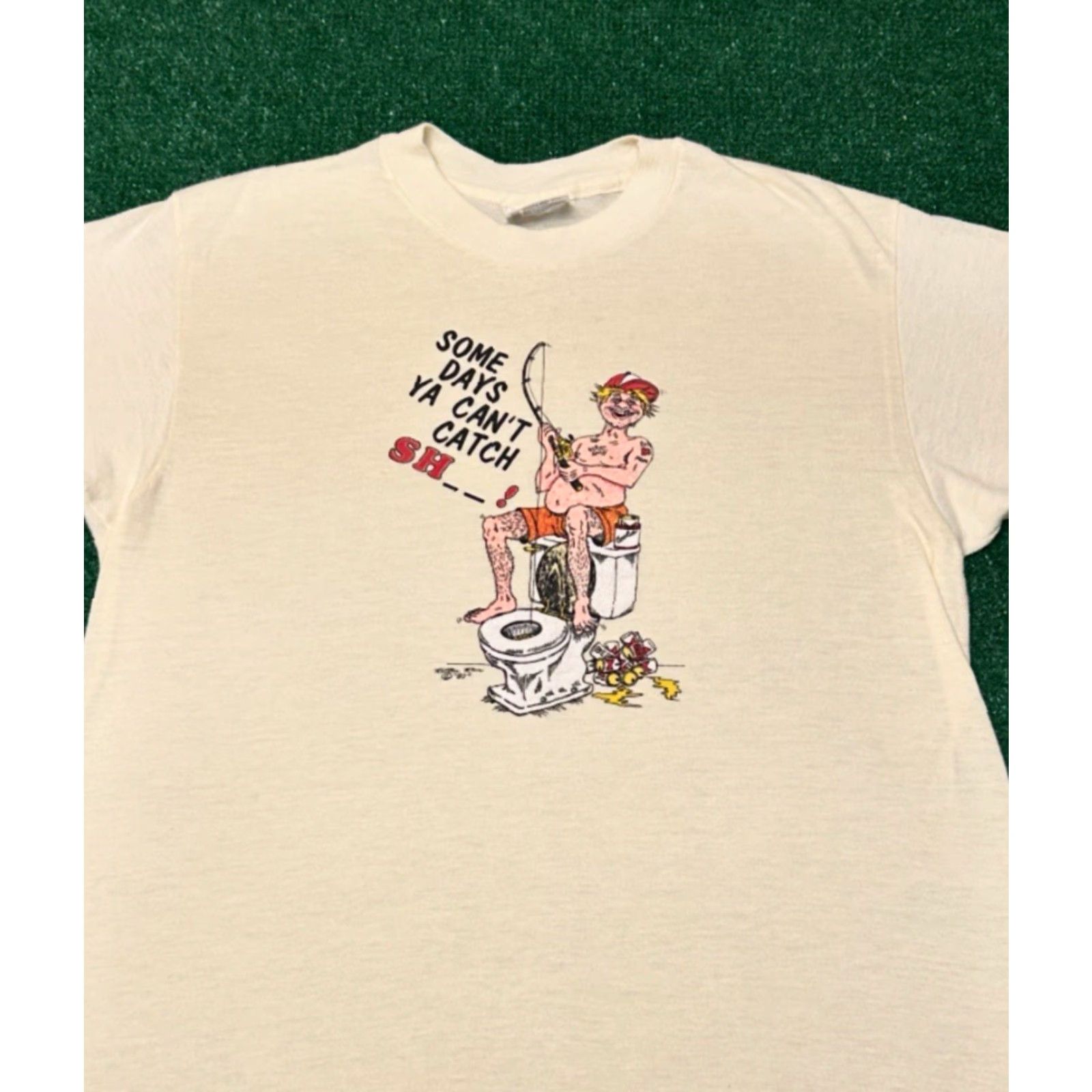 Vintage VINTAGE Fishing Humor Can’t Catch Sh*t Adult Humor 1987 VTG Shirt Mens L Beige T-Shirt 80s 90s USA Cartoon Funny Vintage Shirt Mens L Size US L / EU 52-54 / 3 - 4 Thumbnail