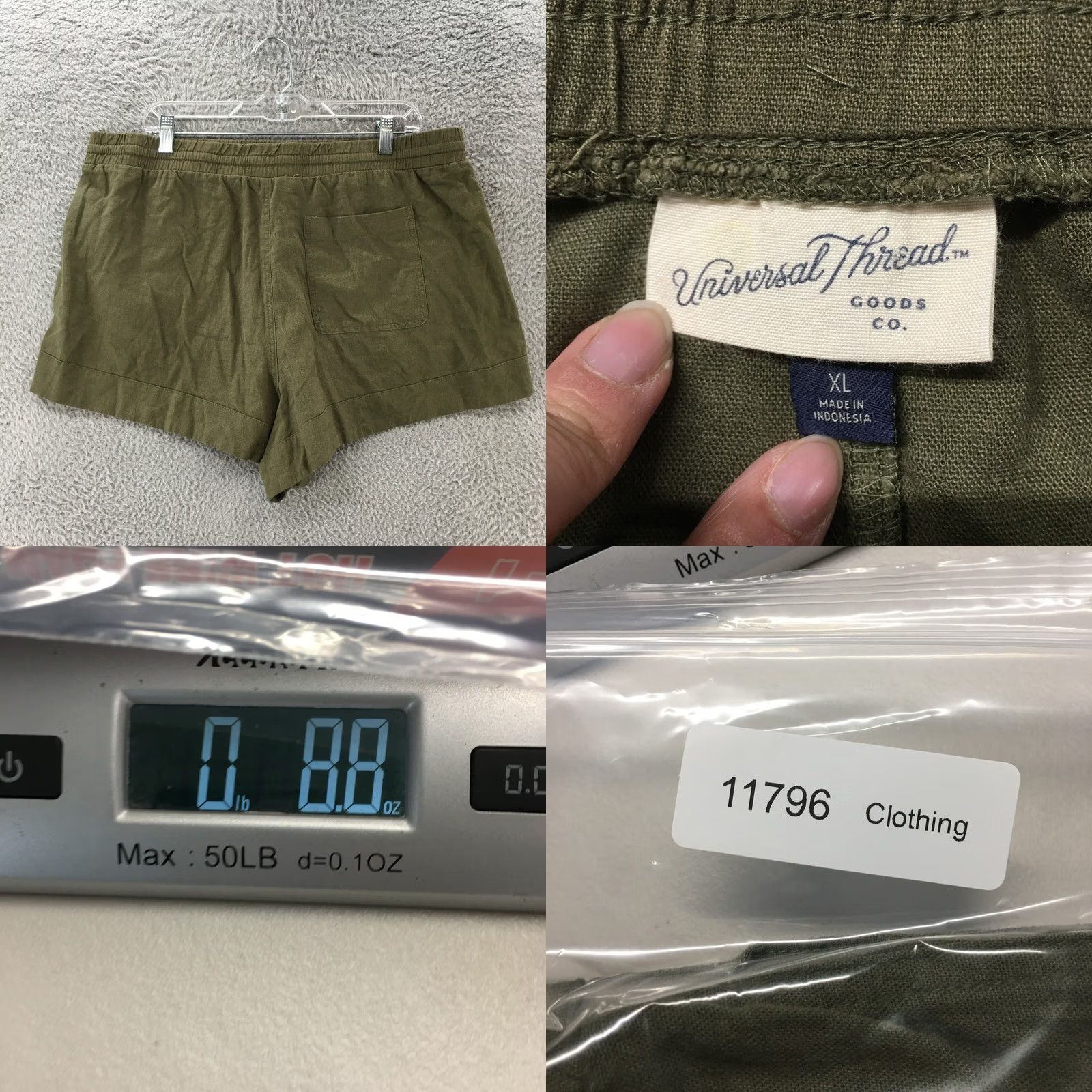 Vintage Universal Thread Chino Shorts Womens XL Green High Rise Elastic Waist Size 40" / US 18 - 8 Thumbnail