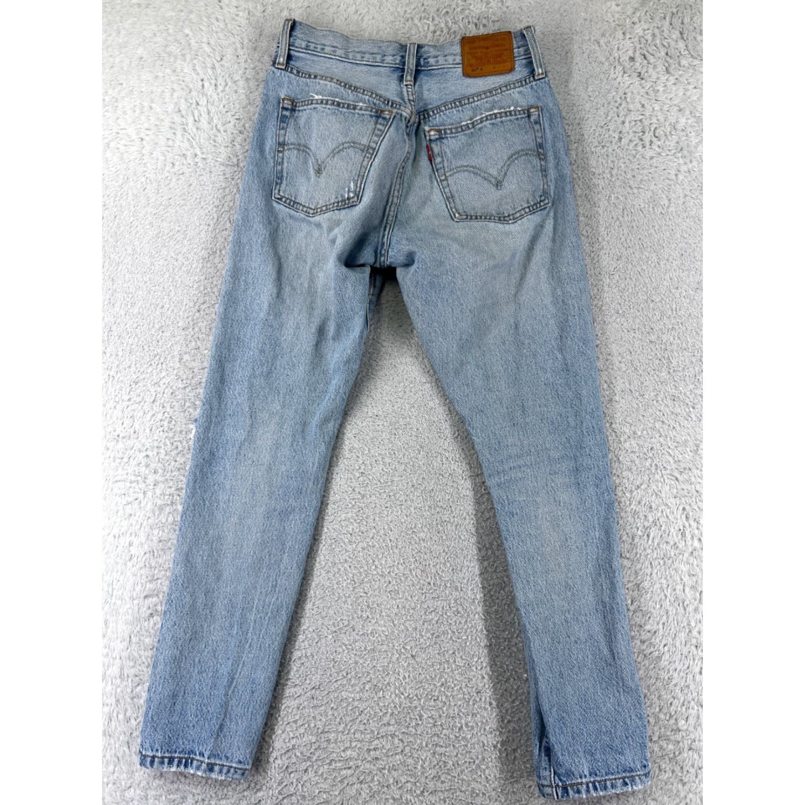 Levi's VINTAGE Levis 501 Jeans Womens 25x28 Blue Denim 501 Skinny Button Fly Distressed Stretch Retro жер Size 42" / US 20 - 2 Thumbnail