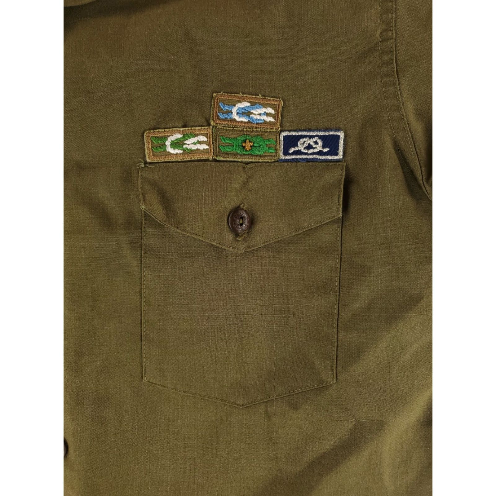 Vintage VINTAGE Boy Scouts BSA VTG 60s Wool Loop Collar Short Sleeve Button Up Shirt Mens XL Green 46s Patch Detailing Size US XL / EU 56 / 4 - 3 Thumbnail