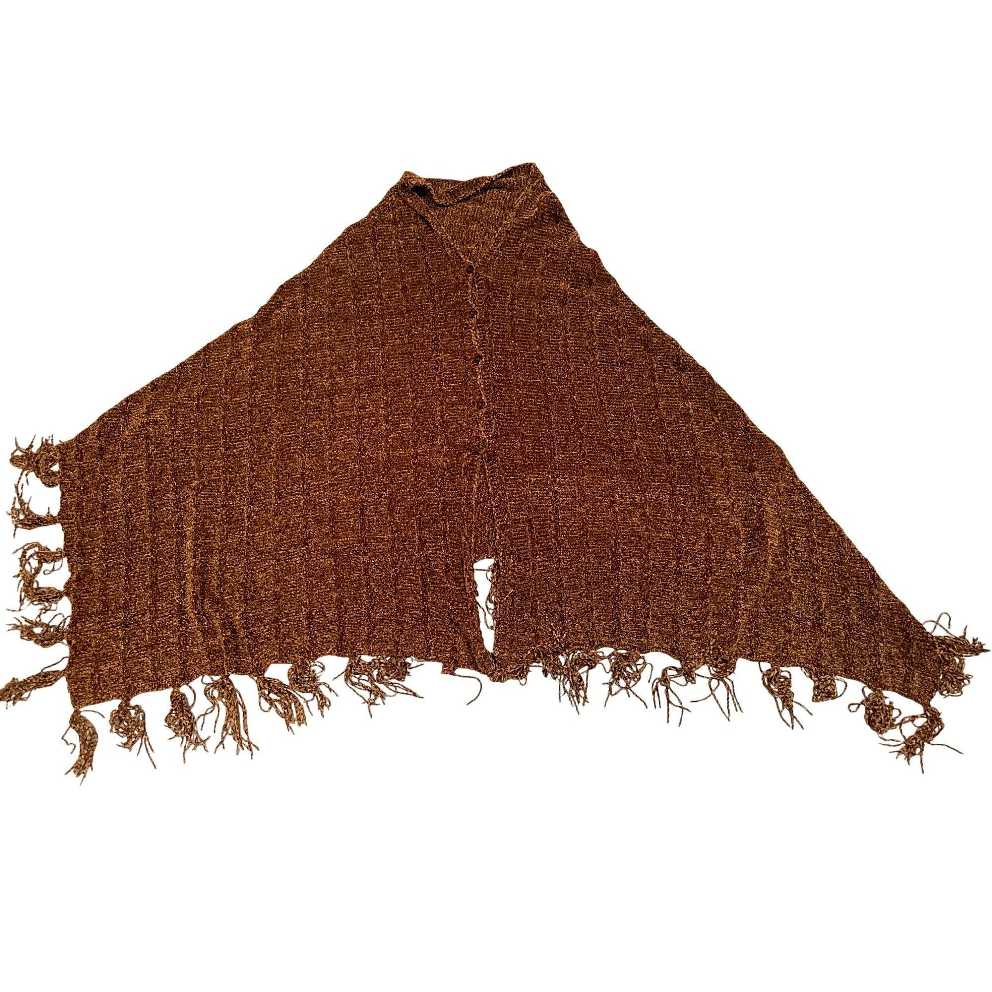 Other CCC Handmade Brown Knitted Shawl Wrap Fringe Edges One Size Size ONE SIZE - 5 Thumbnail