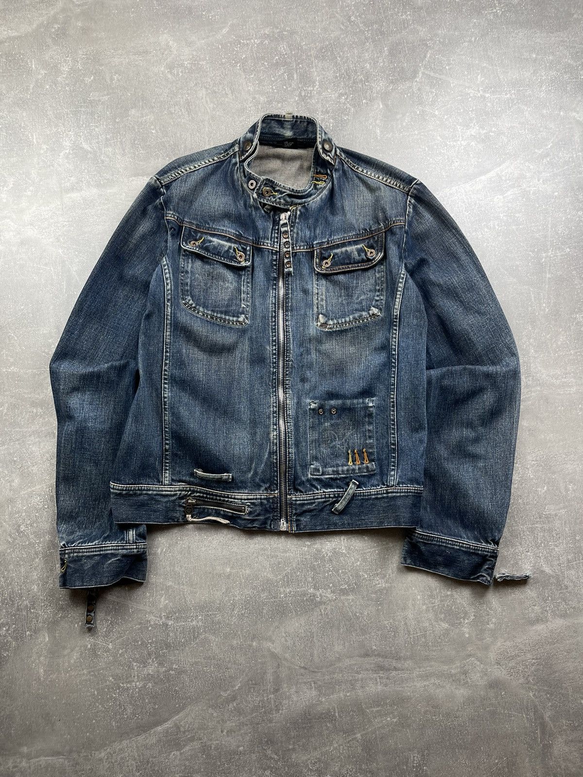 Diesel × Vintage Diesel Rare Denim Vintage Faded Jacket Biker Distressed Size US XL / EU 56 / 4 - 2 Thumbnail