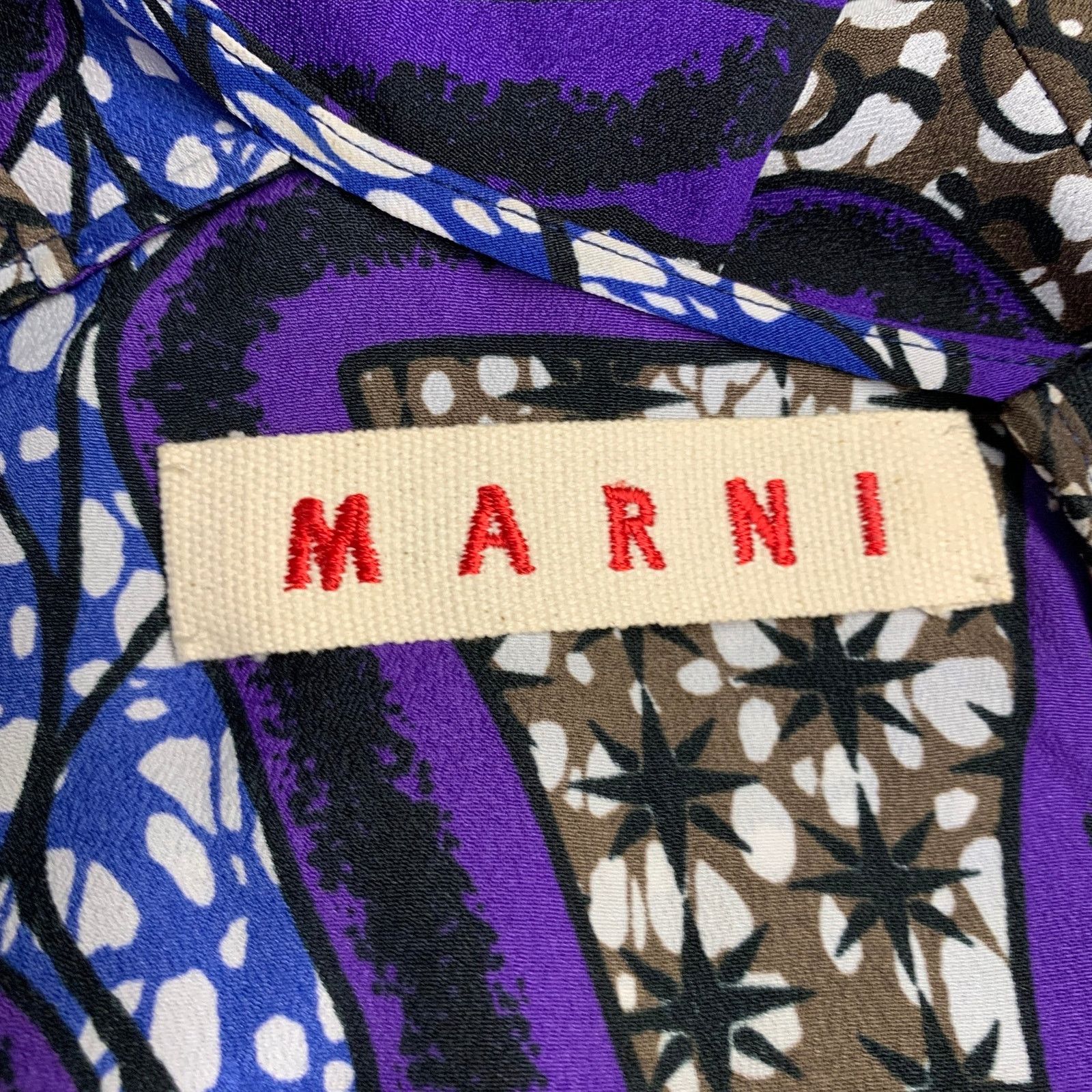 Marni Size 4 Multi Color Polyester Abstract 3/4 Sleeves Dress Size XS / US 0-2 / IT 36-38 - 5 Thumbnail