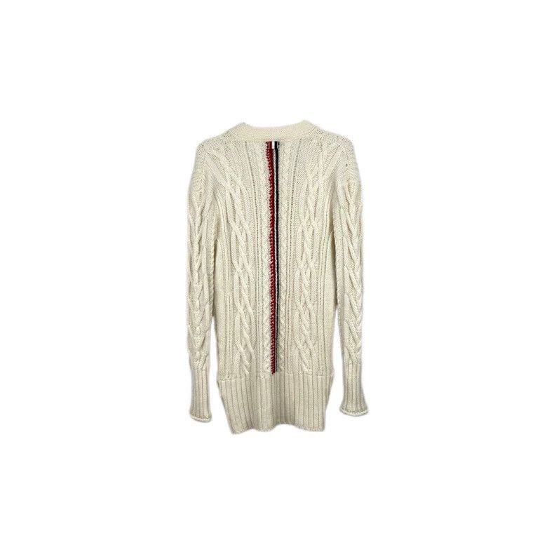 Thom Browne Thom Browne Size 42Classic logo twist cardigan in off-white Size US XS / EU 42 / 0 - 2 Thumbnail