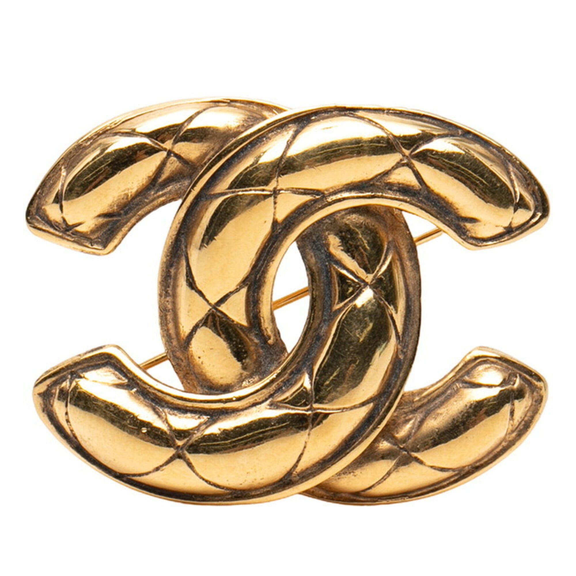 Chanel Chanel Coco Mark Matelassé Logo Brooch, Gold Plated, Women's CHANEL Size ONE SIZE - 1 Thumbnail