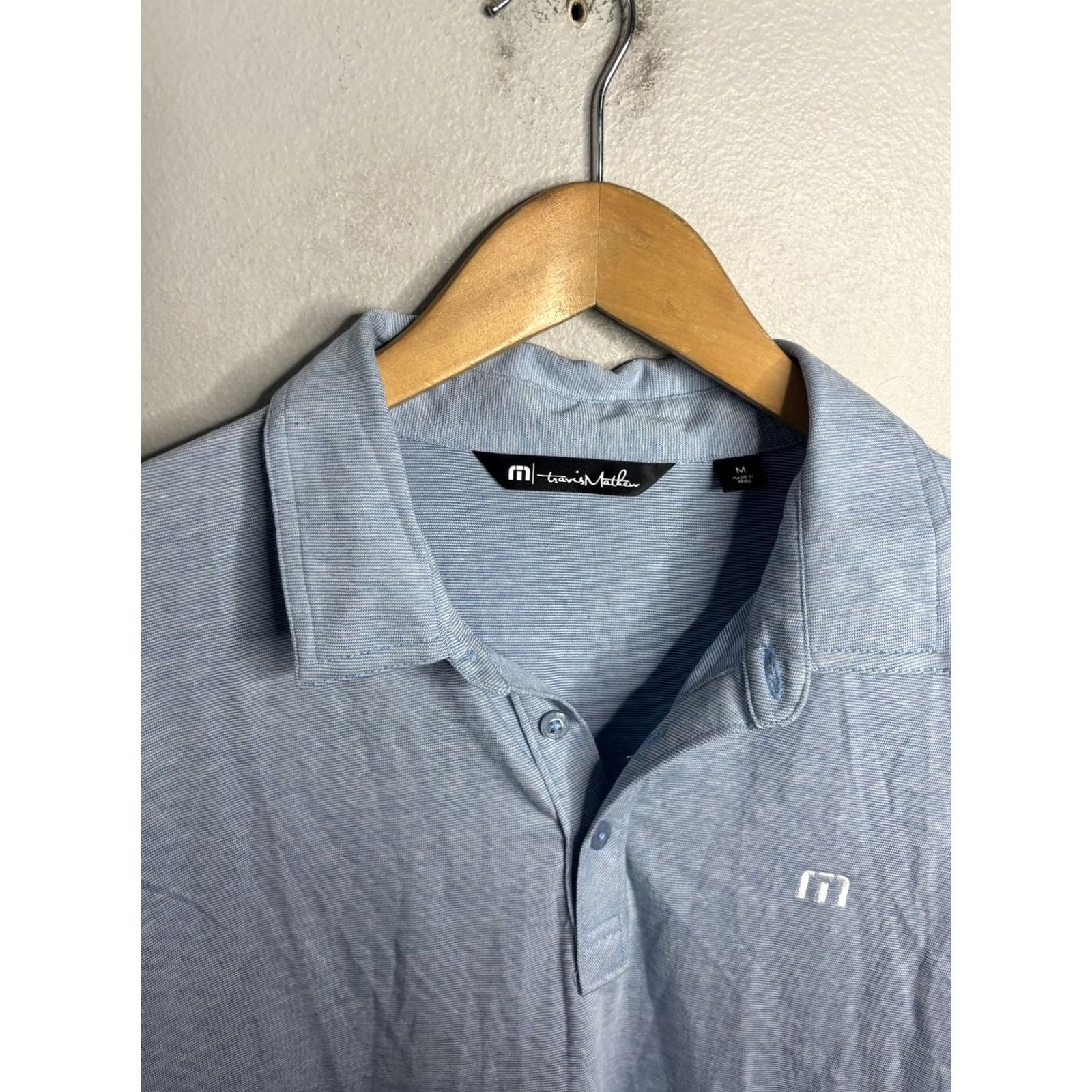 TravisMathew Travis Mathew Polo Shirt Mens Medium Blue Golf The Guitar Hotel Logo Pima Cotton Size US M / EU 48-50 / 2 - 5 Thumbnail