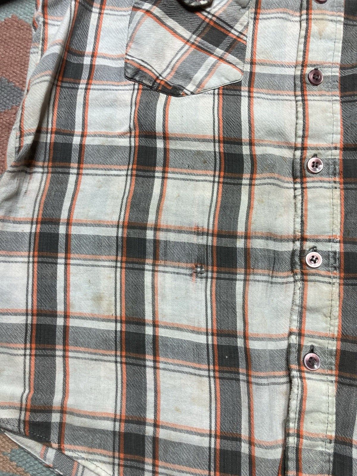 Vintage 70s Kingsport cotton flannel shirt chopped distressed medium Size US L / EU 52-54 / 3 - 3 Thumbnail
