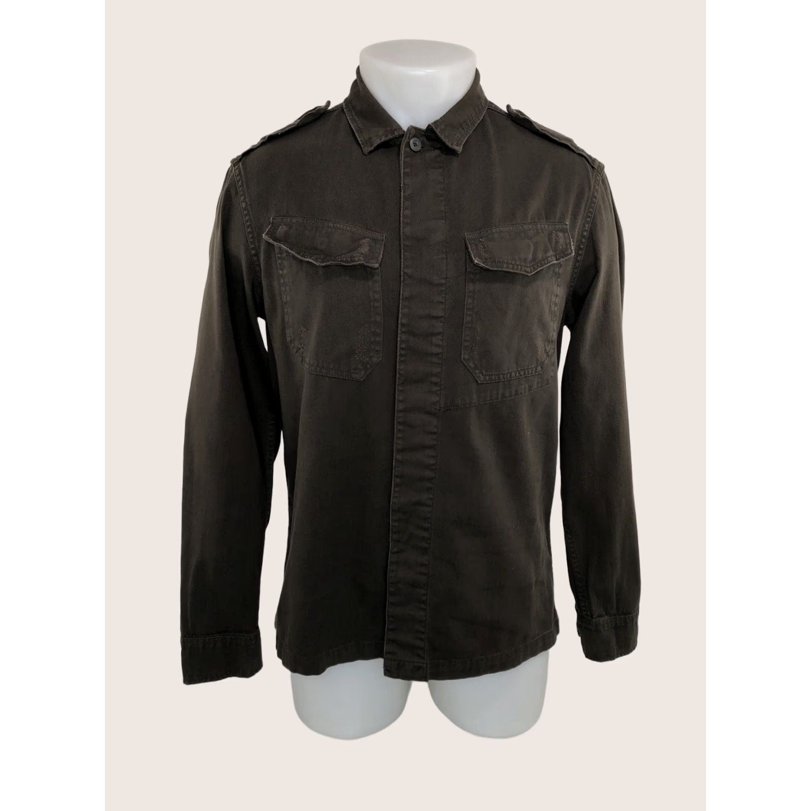Allsaints All Saints Military Mens Md. Shirt LS Button-Up M Color Slightly Greenish Brown Size US M / EU 48-50 / 2 - 1 Thumbnail