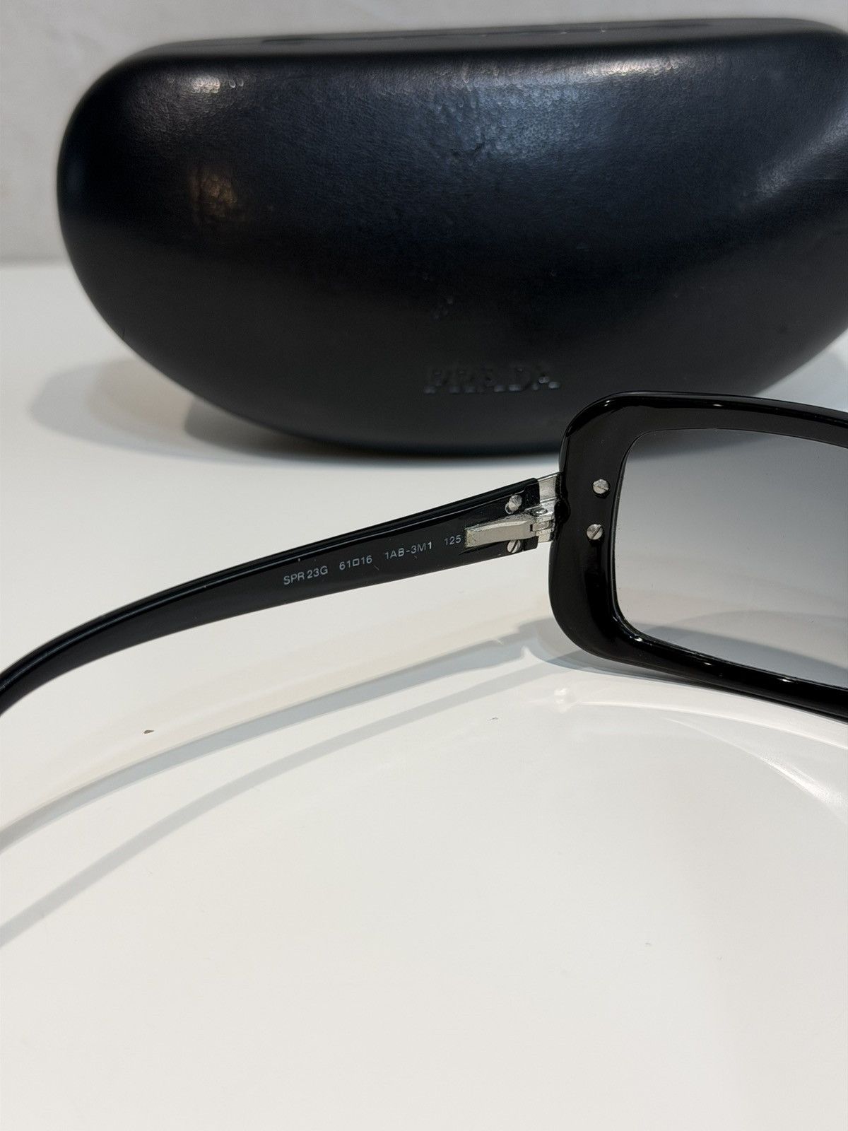 Prada PRADA Wrap Logo Sunglasses SPR23G Runway Black Silver Size ONE SIZE - 8 Thumbnail