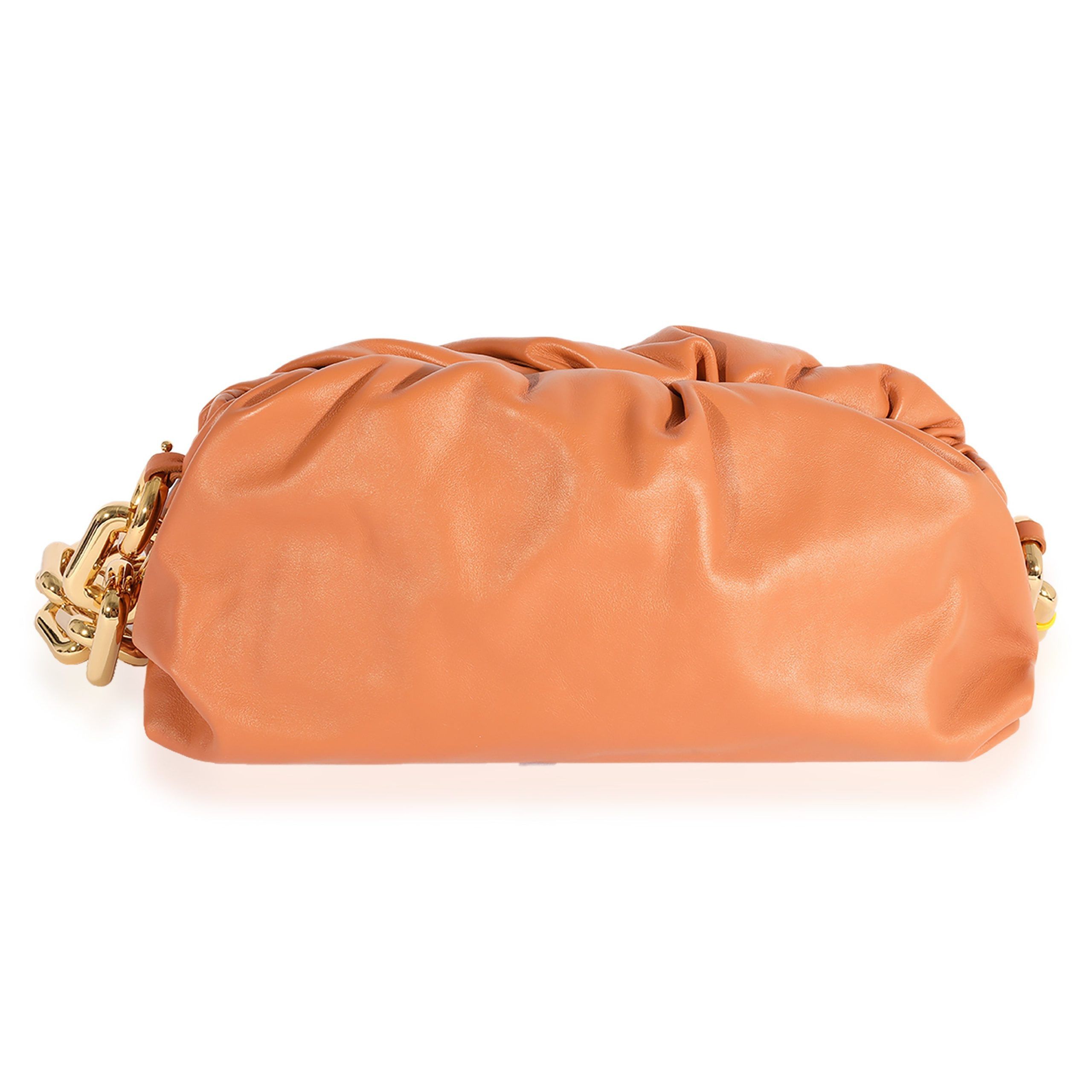 image of Bottega Veneta Clay Calfskin Chain Pouch in Orange, Women's